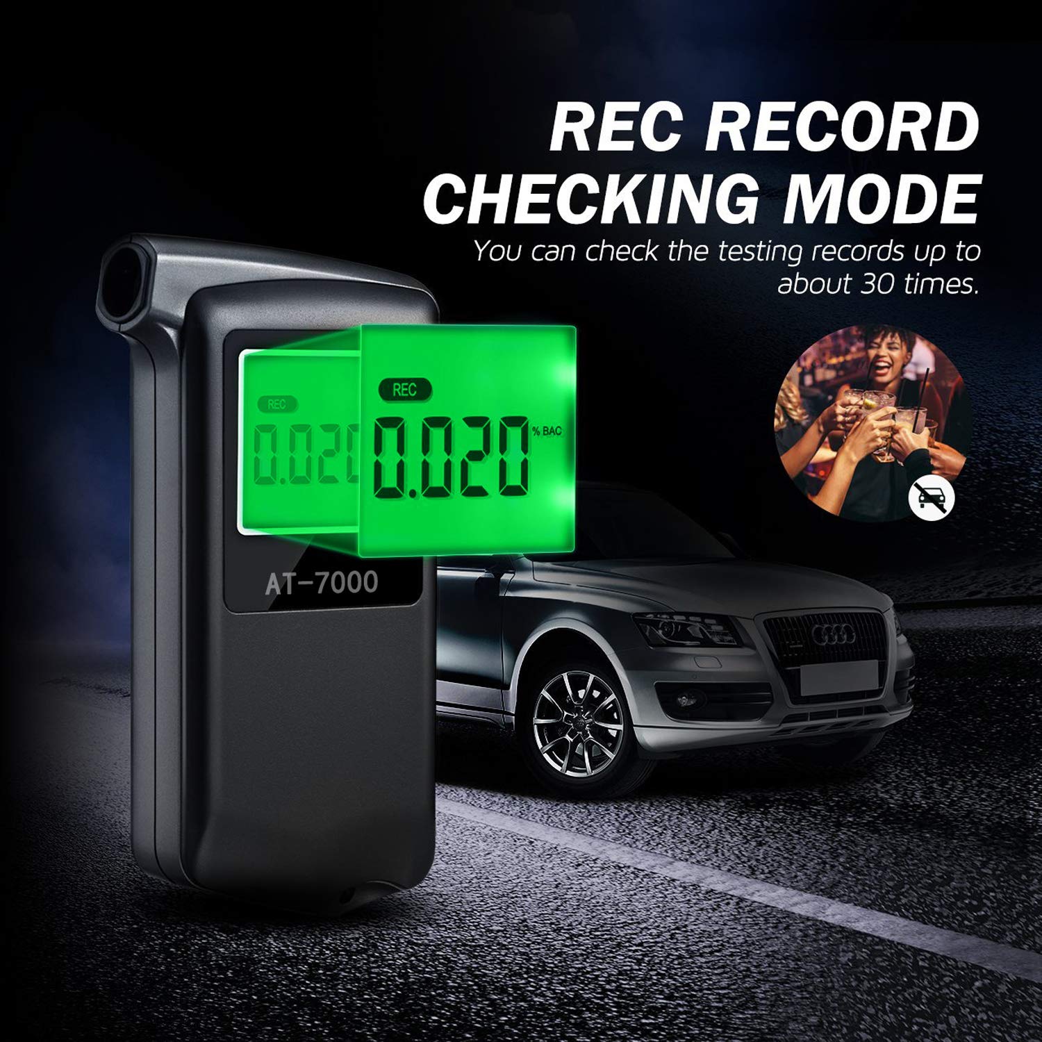 Professional Portable Breath Alcohol Tester - Digital Display with 5 Extra Mouthpieces | Accurate BAC Detection for Personal & Workplace Safety | Perfect for Drivers, Bars, and Law Enforcement Use