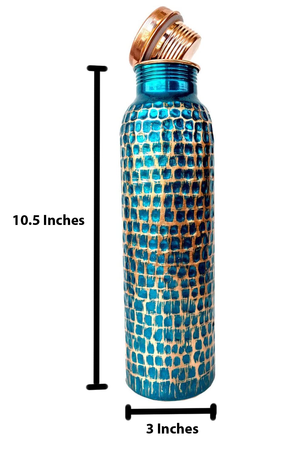 Pure Copper Hammered Water Storage Tank & Bottle Set - 4 Liter Capacity, Blue Pot with Tumbler - Traditional Handcrafted Copperware for Ayurvedic Water Purification, Home Decor & Wellness Rituals