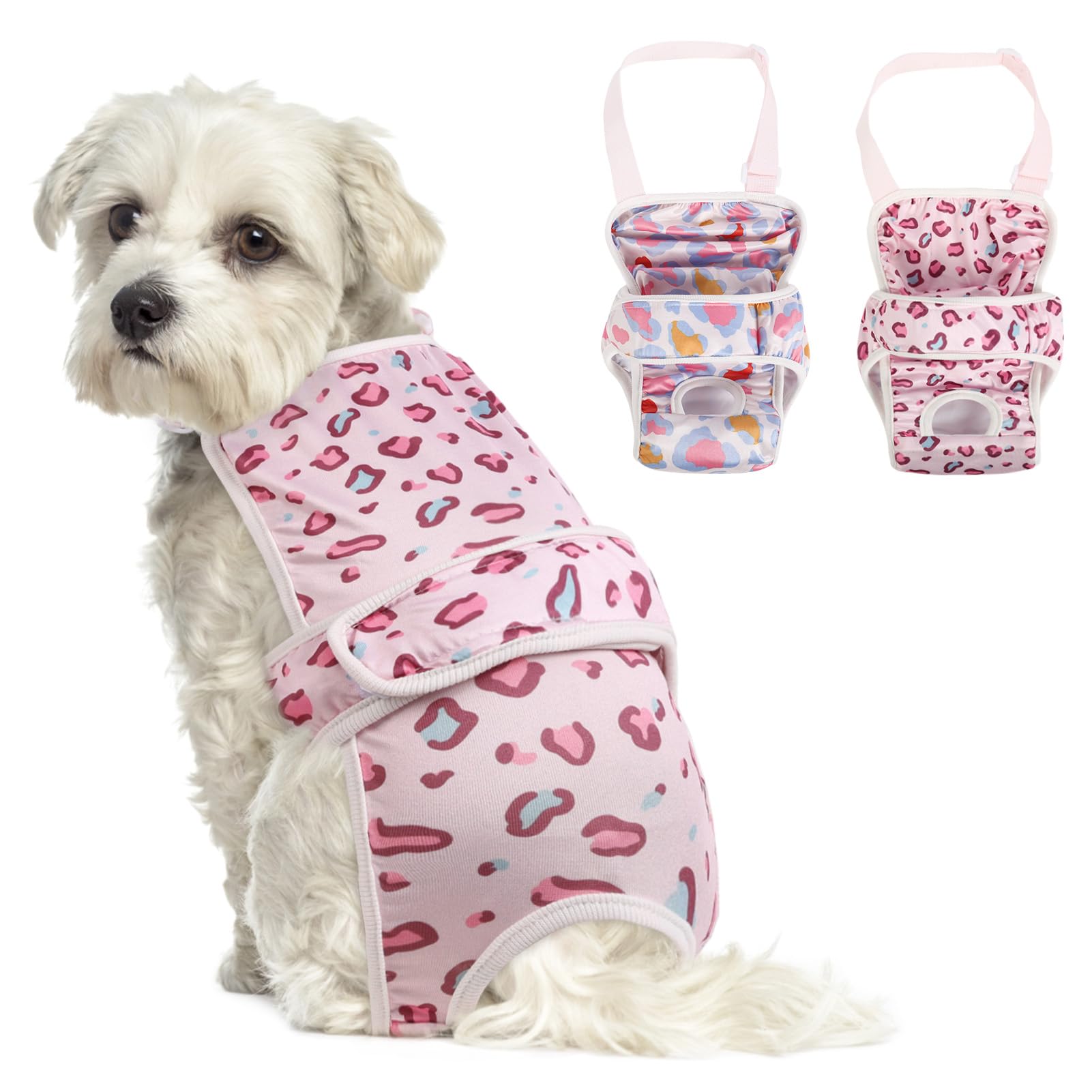 ASENKU 2 Pack Washable Dog Diapers for Small Female Dogs - Perfect for Heat & Period Care