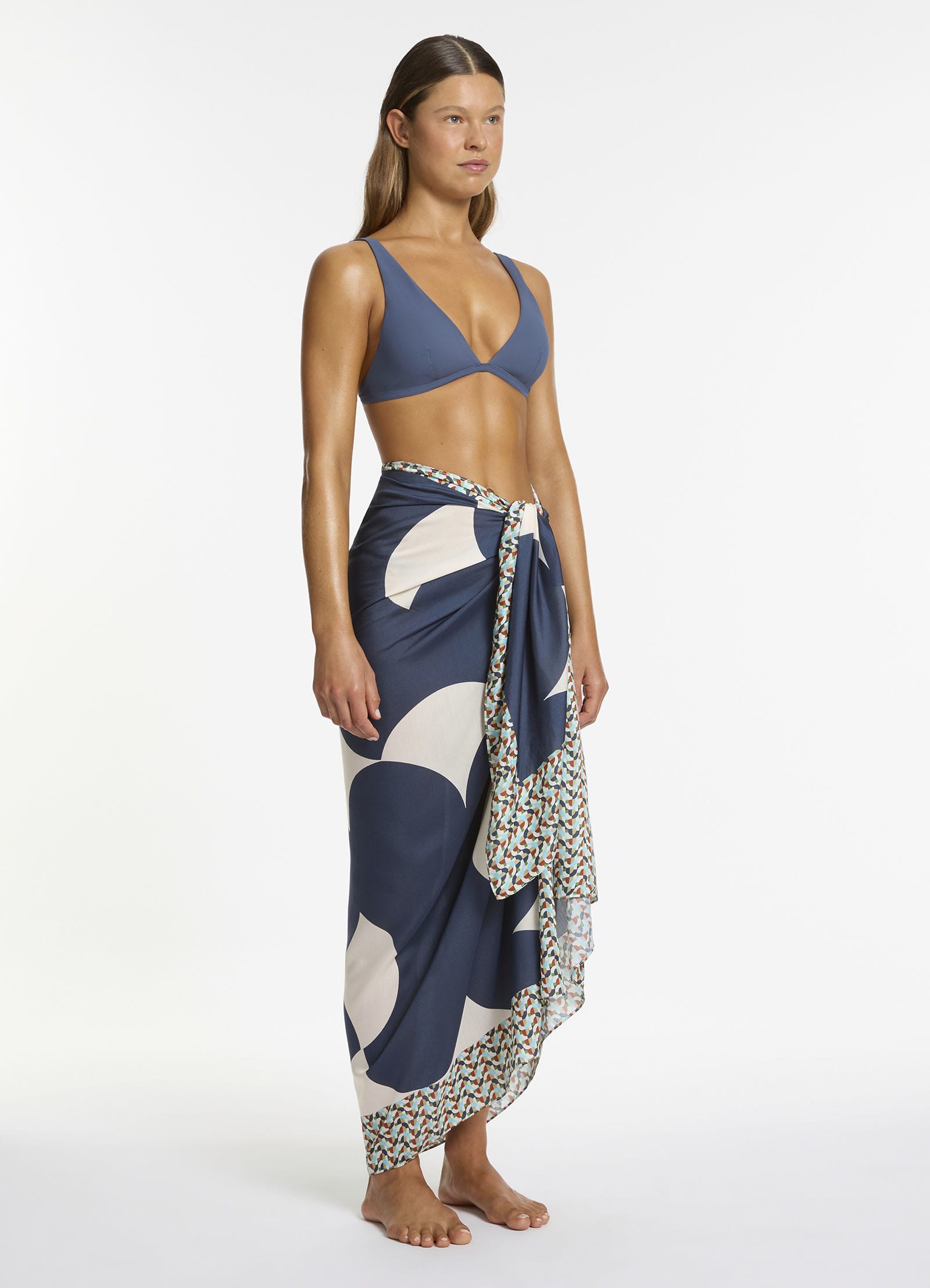 Acacia Long Sarong - Soft & Lightweight Steel Blue Beach Wrap - Perfect for Vacation, Poolside, and Boho Fashion