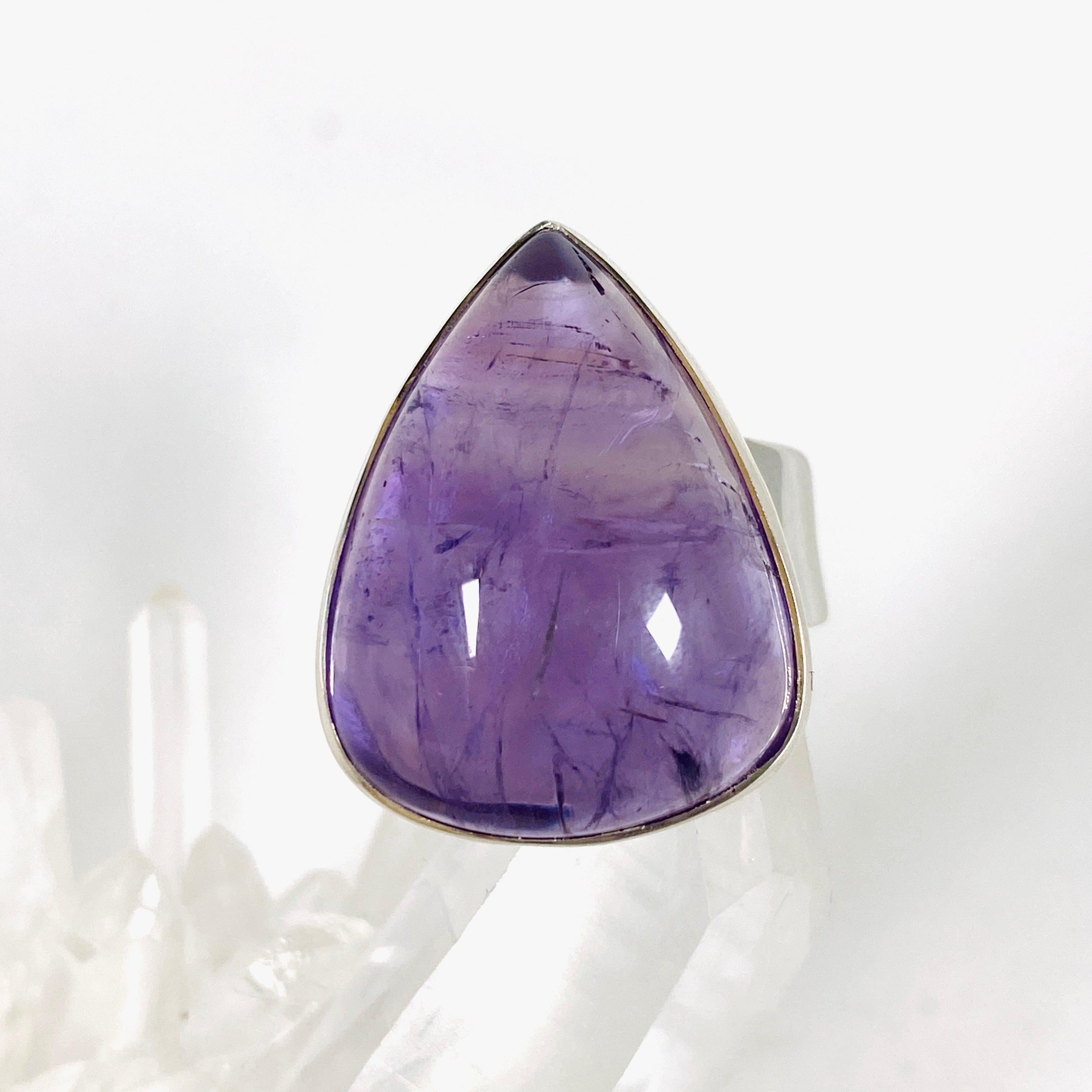 Amethyst Teardrop Ring Size 8 KRGJ2958 - Elegant Purple Gemstone Jewelry for Women, Perfect for Weddings, Parties & Gifts