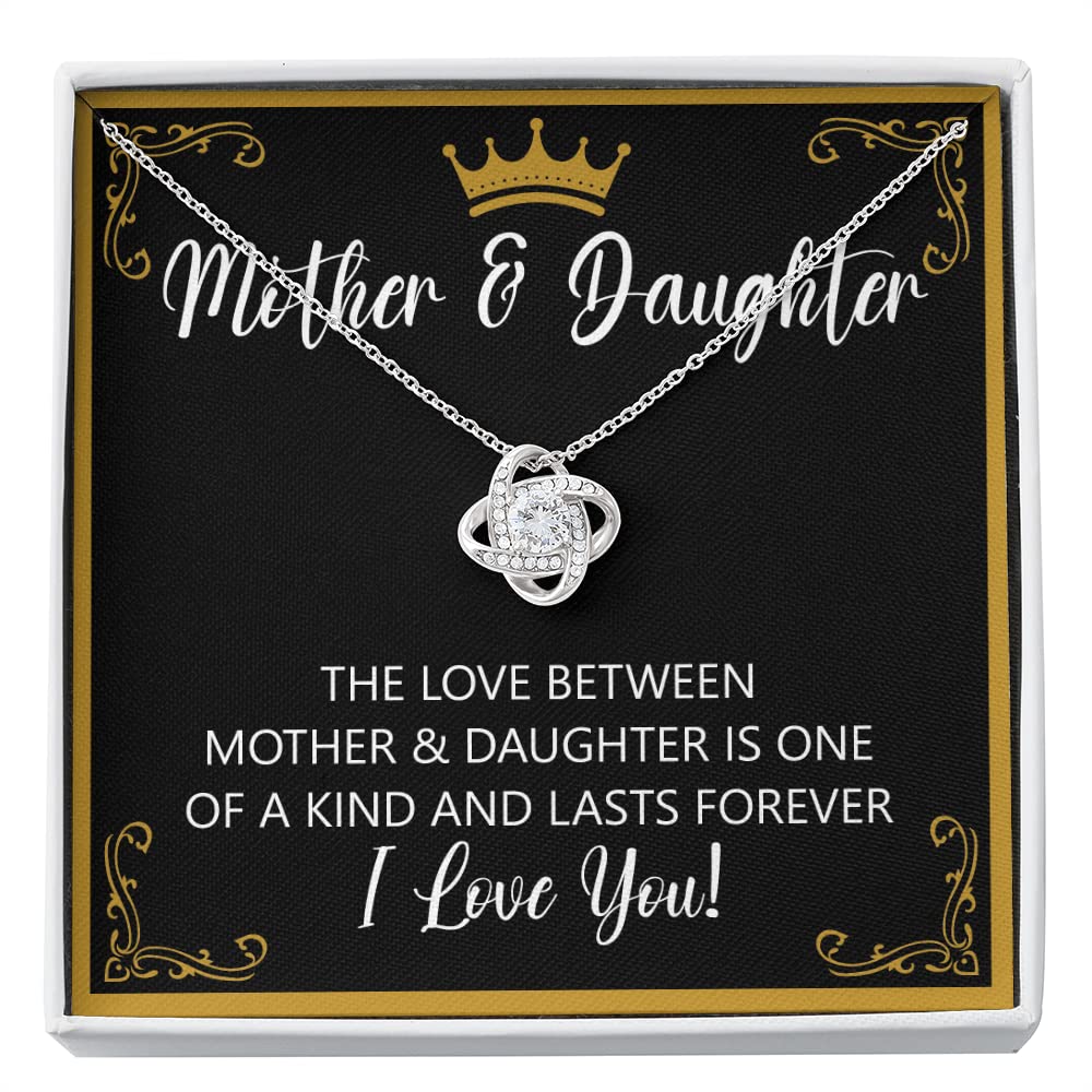 Mother Daughter Sterling Silver Necklace - Elegant Love Knot Pendant Jewelry for Mom & Daughter | Perfect Birthday, Anniversary & Valentine's Day Gift for Women | Wear for Special Occasions, Family Reunions & Everyday Elegance