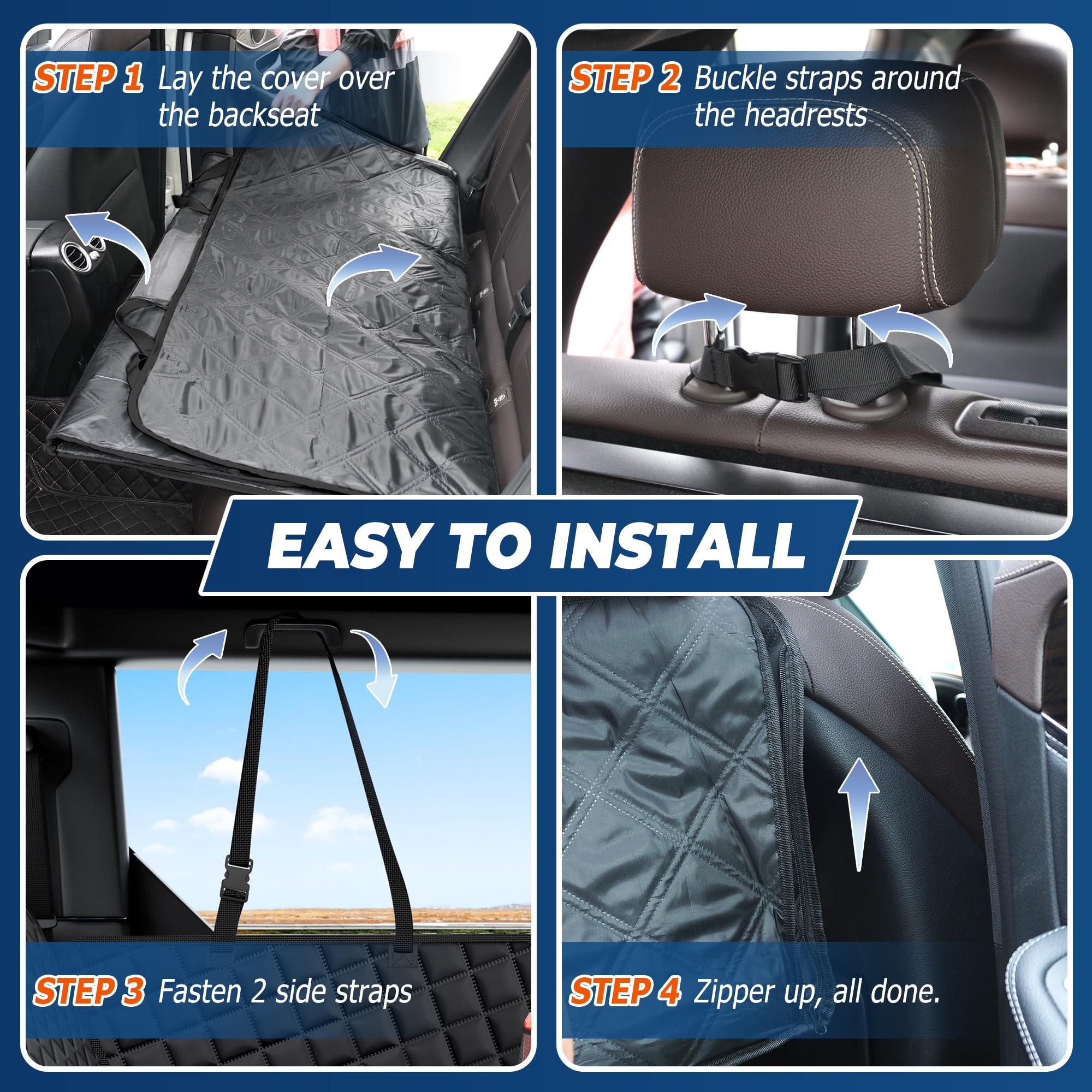 XXL Heavy-Duty Truck Dog Seat Cover for Back Seat - 400lb Capacity, 100% Waterproof Pet Car Seat Protector with Mesh Window & Hard Bottom - Universal Fit for Ford F150 Crew Cab & Large Trucks - Perfect for Road Trips, Camping & Outdoor Adventures with Your Dog