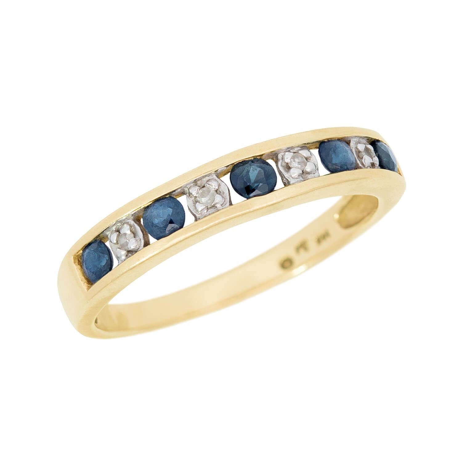 14K Gold Sapphire and Diamond Eternity Band Ring for Women - Elegant Stackable Wedding, Anniversary, or Promise Ring for Everyday Wear