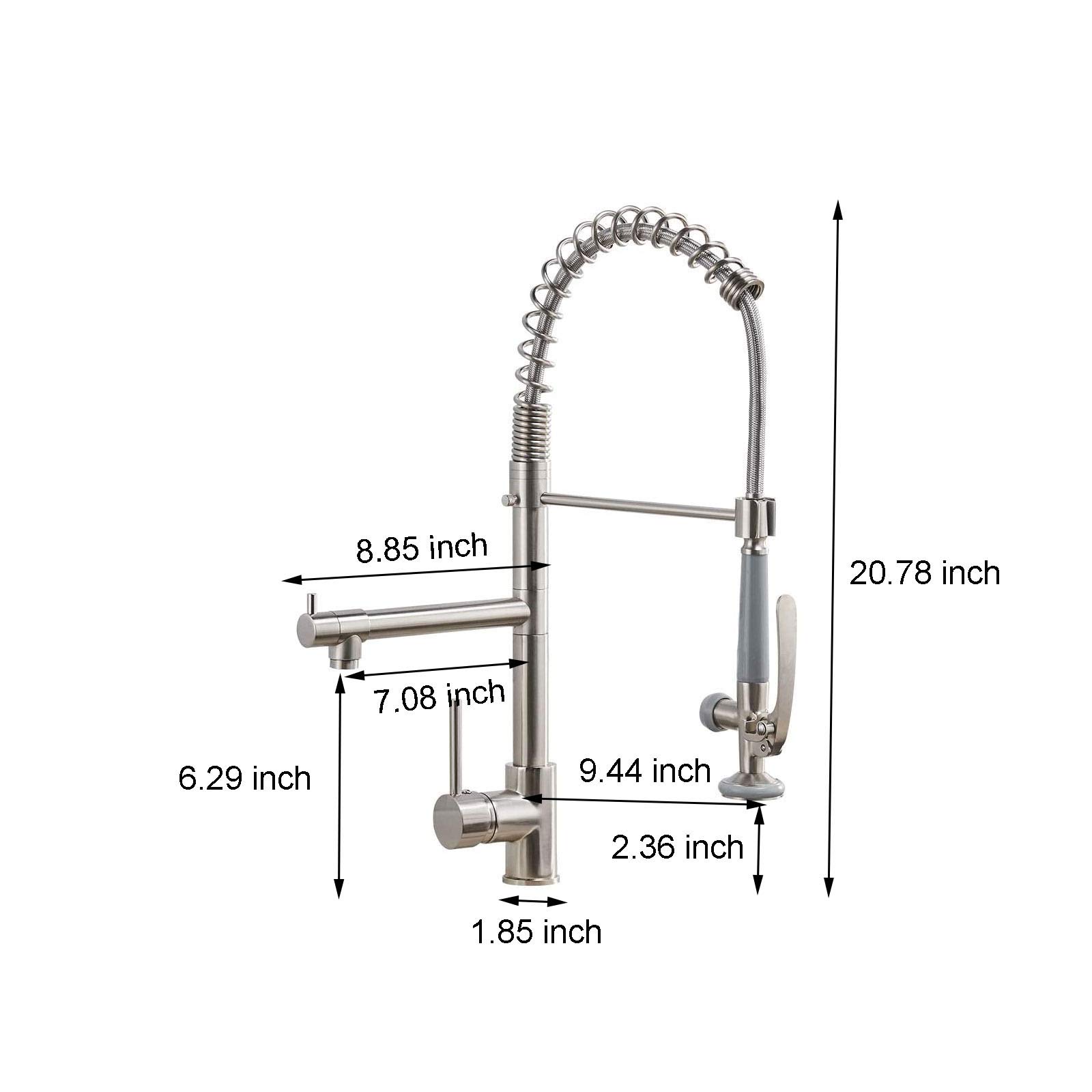 Brass Kitchen Faucet with Pull Down Sprayer - Brushed Nickel for Modern Home
