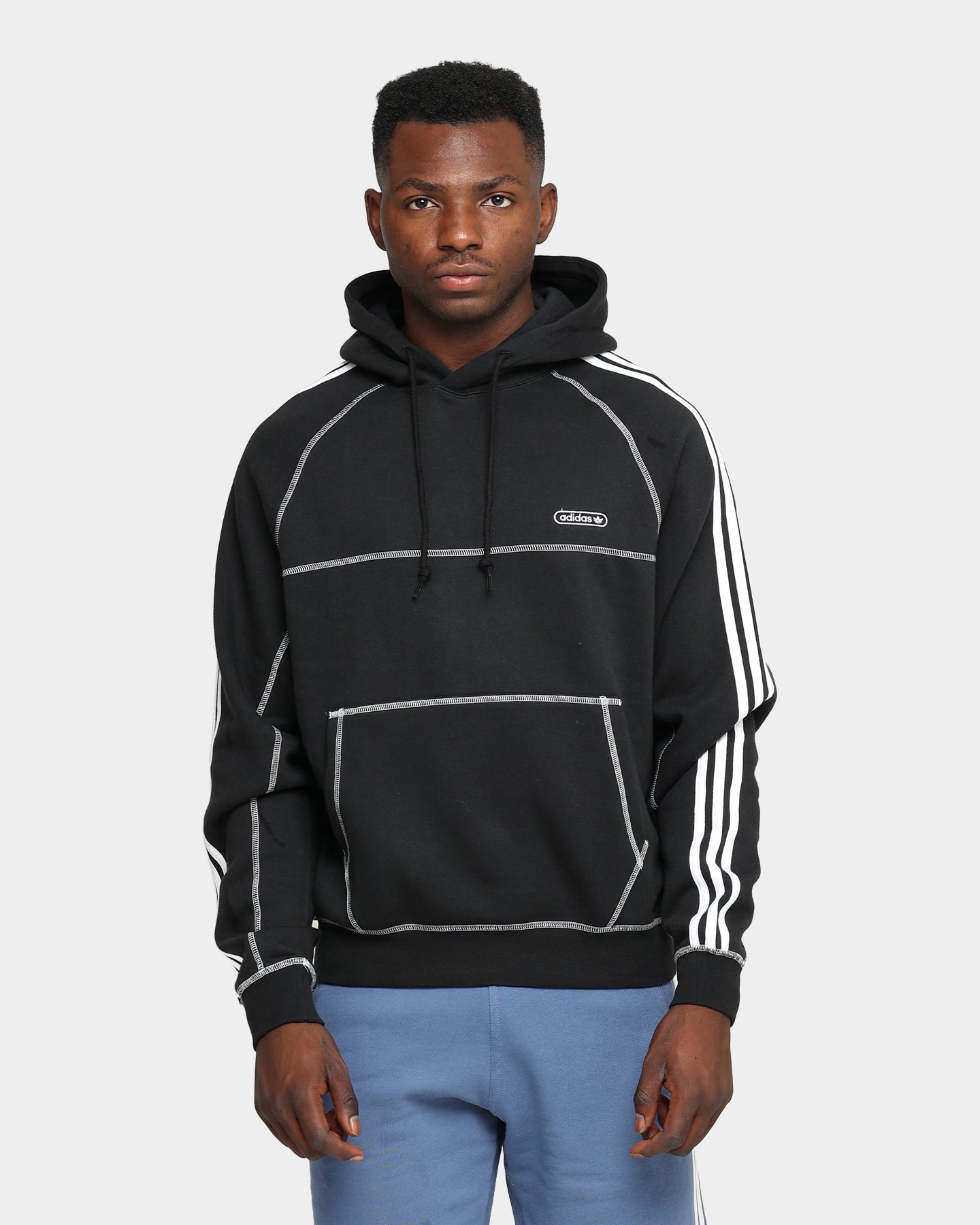 Adidas Contrast Stitch Hoodie Black | Men's Athletic Pullover Sweatshirt | Gym, Running & Casual Wear