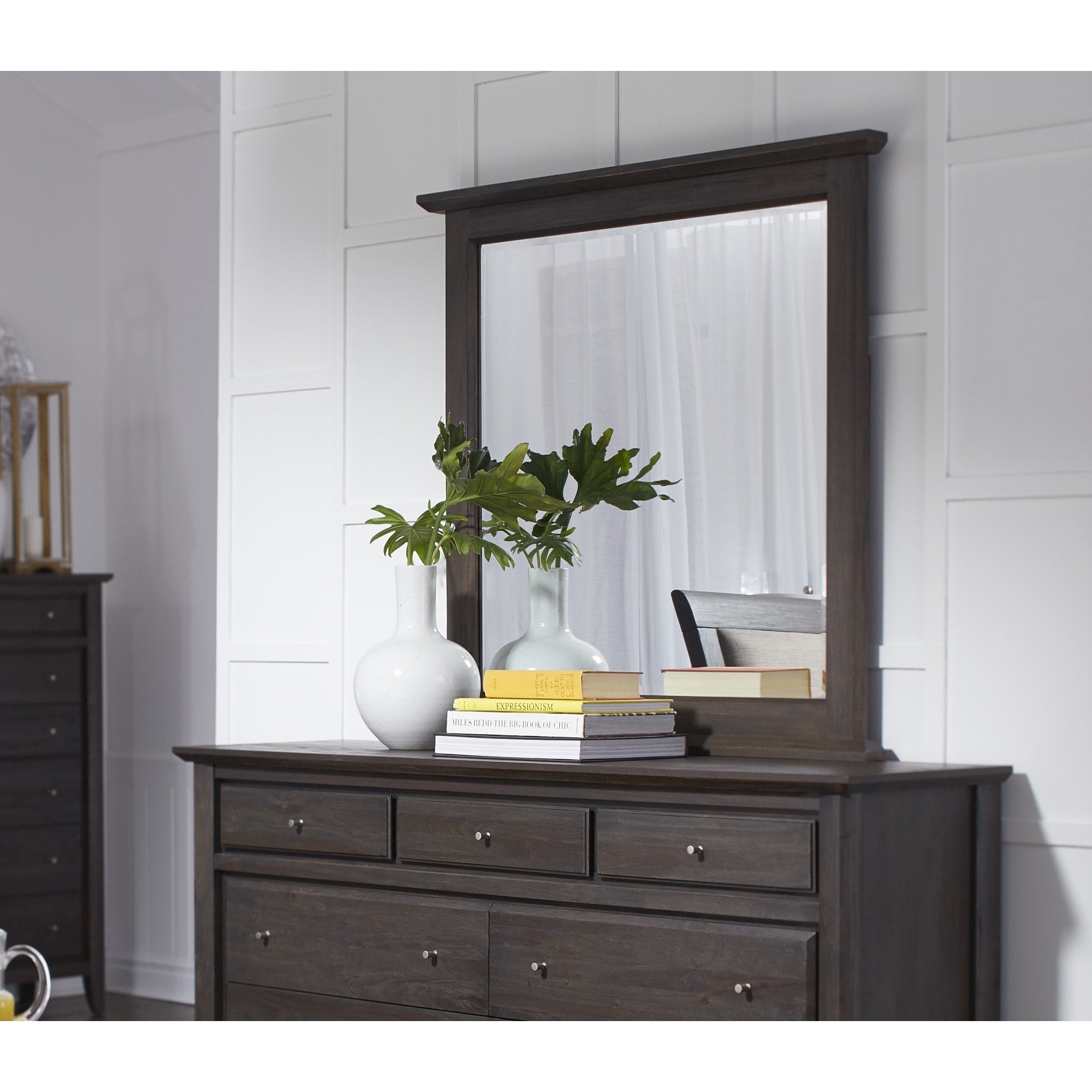 Basalt Gray Beveled Glass Wall Mirror - Elegant City II Design for Living Room, Bedroom & Bathroom Decor