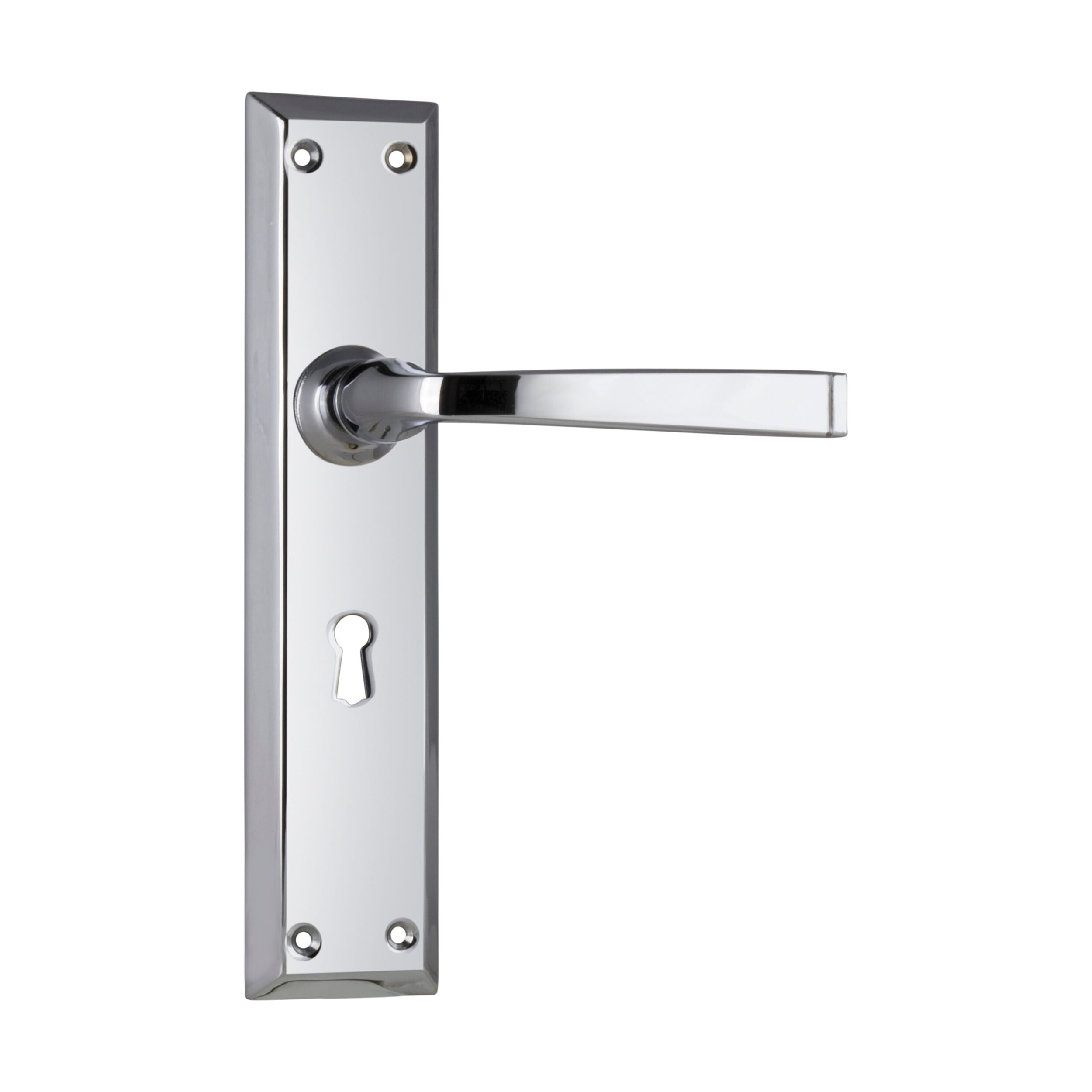 Chrome Plated Door Lever Menton Lock Pair - H225xW50xP75mm - Perfect for Home, Office & Commercial Security Doors