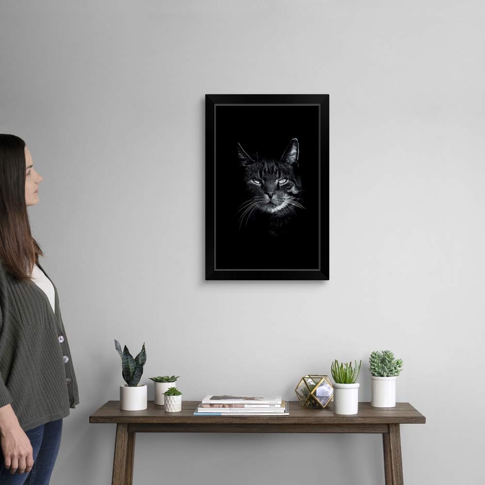 Dark Cat Black Framed Art Print - Elegant Cat Artwork for Home & Office Decor | Perfect for Living Room, Bedroom, or Gift