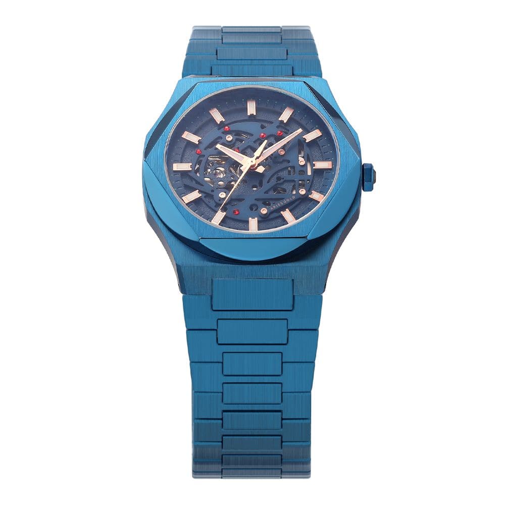 Aries Gold Voltamic Blue Dial Stainless Steel Men's Watch G 9031 BU BURG - Stylish Dress Watch for Business, Formal & Casual Wear