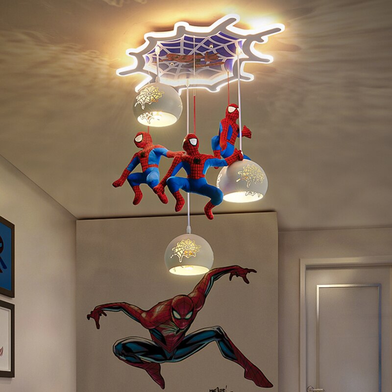 Spider-Man Pendant Light - Superhero Themed Kids Room Lighting - Perfect for Bedroom, Playroom & Nursery Decor | Art Deco Inspired Superhero Ceiling Fixture