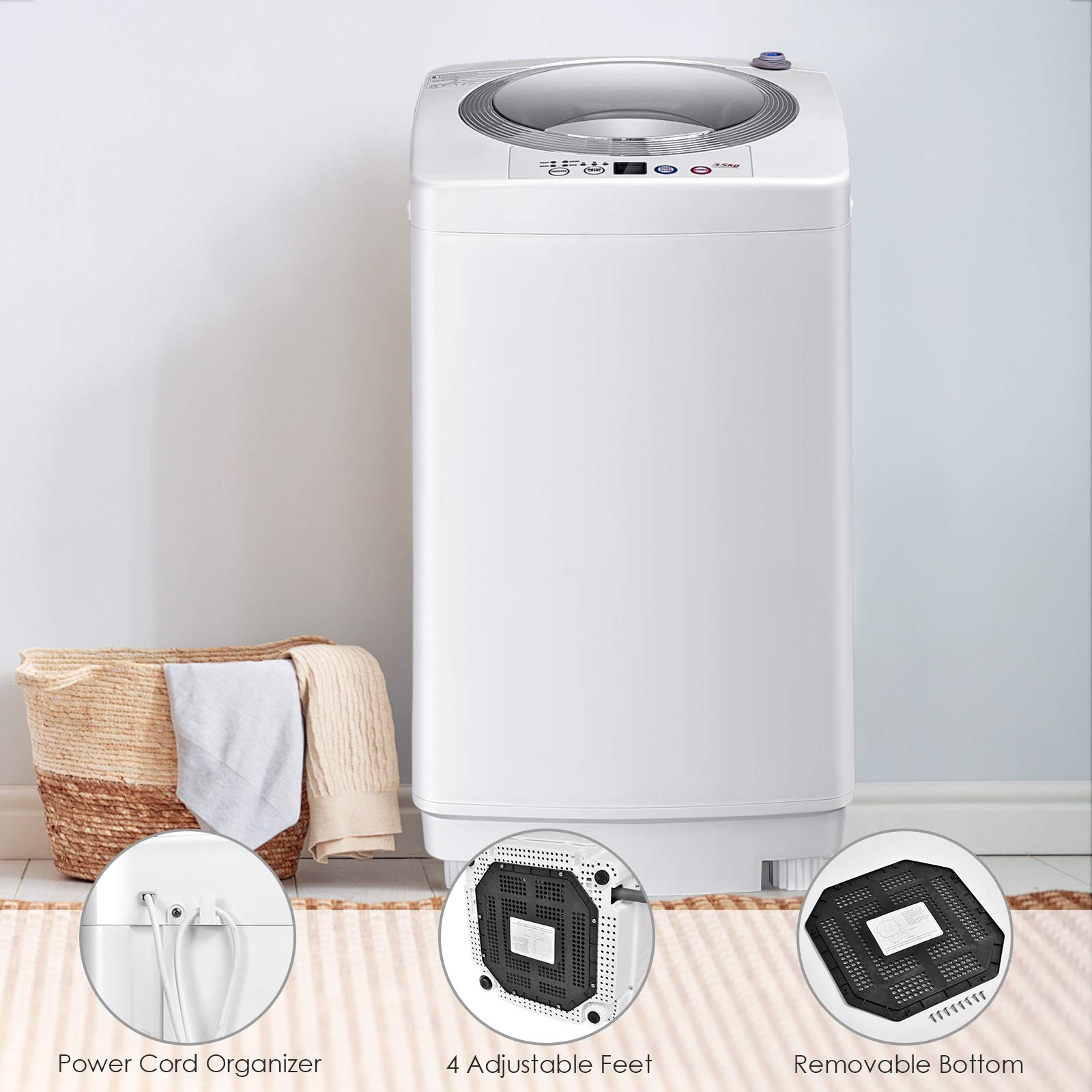 Casart 8 Lbs Portable Compact Full-Automatic Washing Machine with Drain Pump - Lightweight Cloth Washer & Spinner for Apartments, Dorms, RVs, and Camping