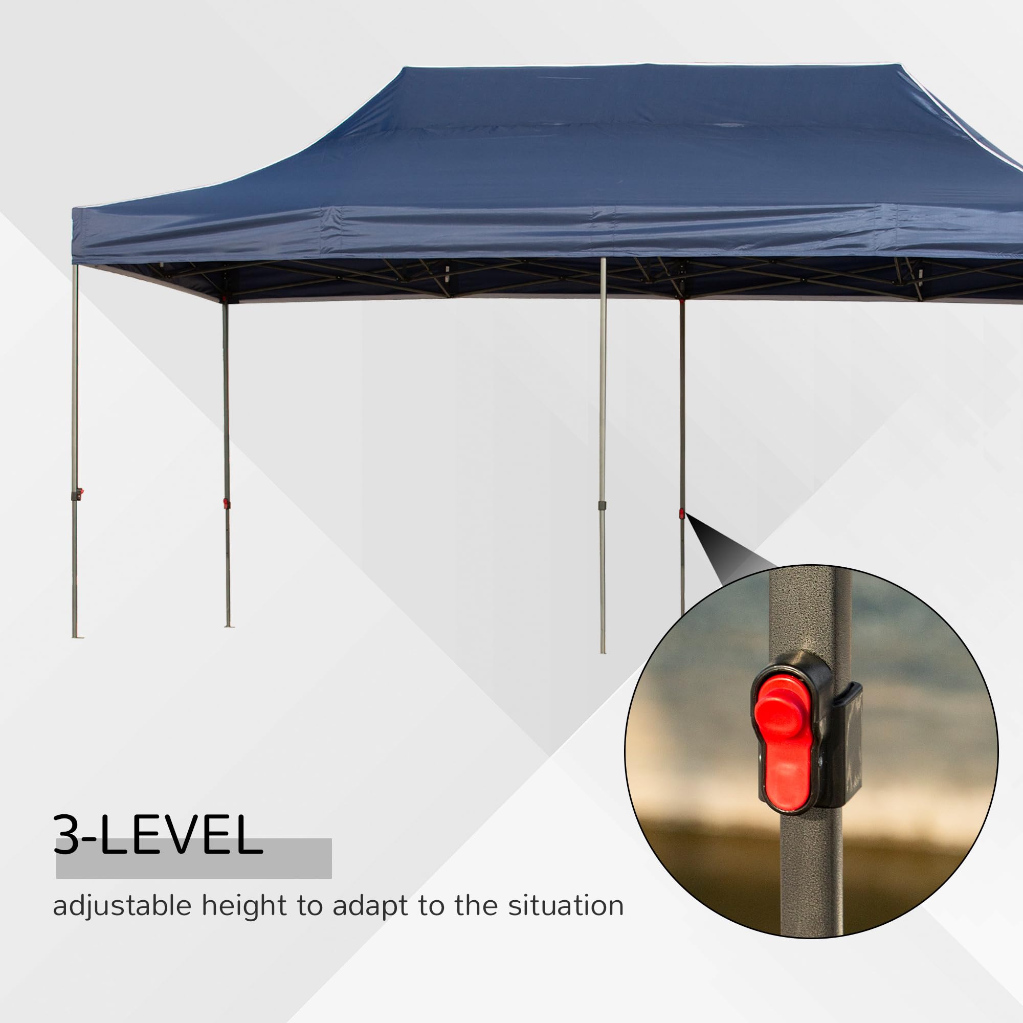 Outsunny 10' x 20' Pop Up Canopy Tent with Removable Sidewalls & Doors, Instant Shelter for Outdoor Parties, Camping, Backyard Events - Includes Wheeled Carry Bag & Height Adjustment - Perfect for Gardens, Patios, Beach & Tailgating
