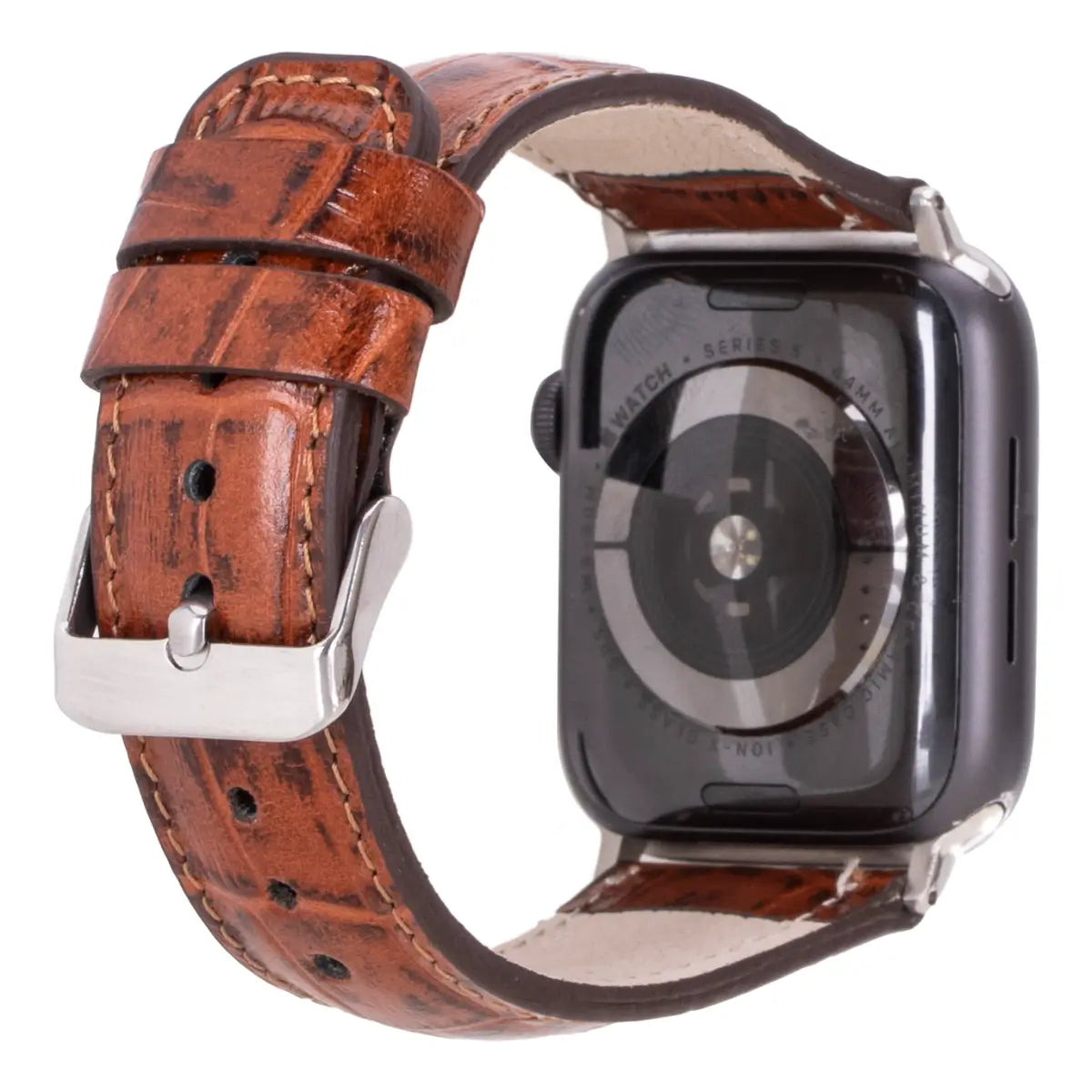 Genuine Brown Crocodile Pattern Leather Apple Watch Band - Stylish & Durable Replacement Strap for Work, Gym & Everyday Wear