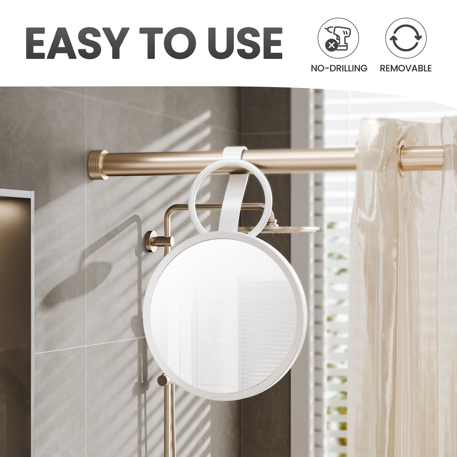 Fogless Shower Mirror for Shaving - Anti Fog Bathroom Mirror with Adjustable Suction Cup, Travel Friendly & Shatterproof - Perfect for Men & Women (White) | Ideal for Home, Travel, Camping & Gym Use