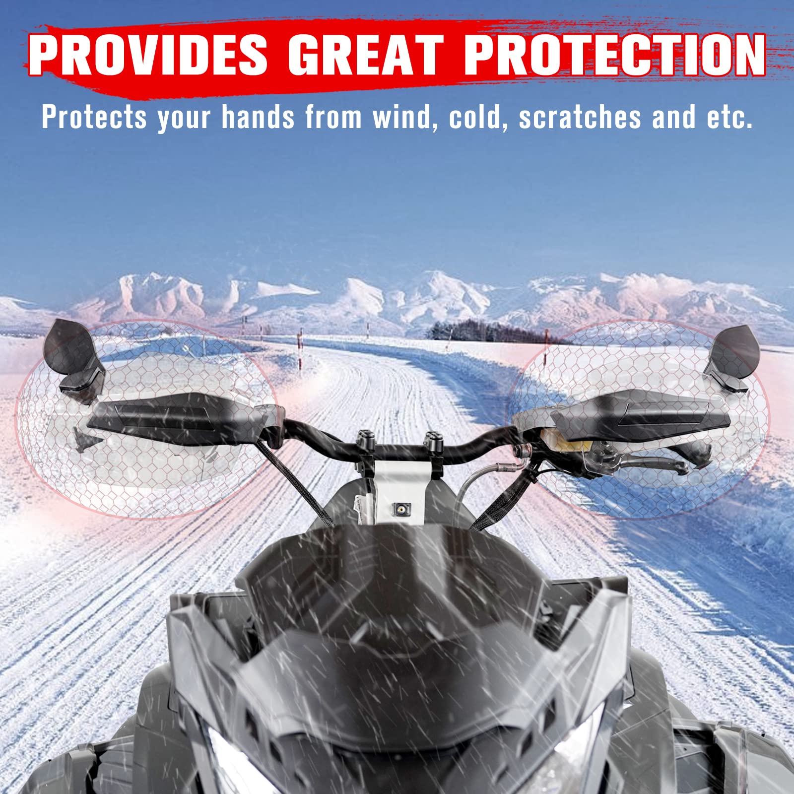 UTV PRO Snowmobile Hand Guard & Rear View Mirror Kit for Ski-Doo REV Neo XS XM XP XR XU - Wind Deflector Handlebar Accessories with Convex Side Mirrors (Replaces OEM #860200893, #860200789) - Perfect for Winter Trail Riding and Off-Road Adventures