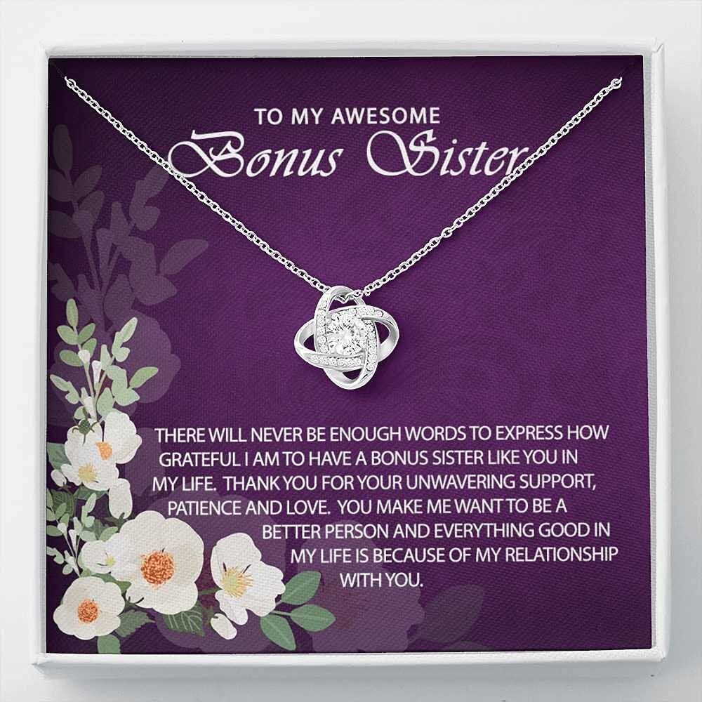Handmade Message Card Necklace - Personalized Jewelry Gift for Bonus Sister | Birthday, Christmas, Mother's Day & Appreciation Present | Perfect for Special Occasions & Heartfelt Moments