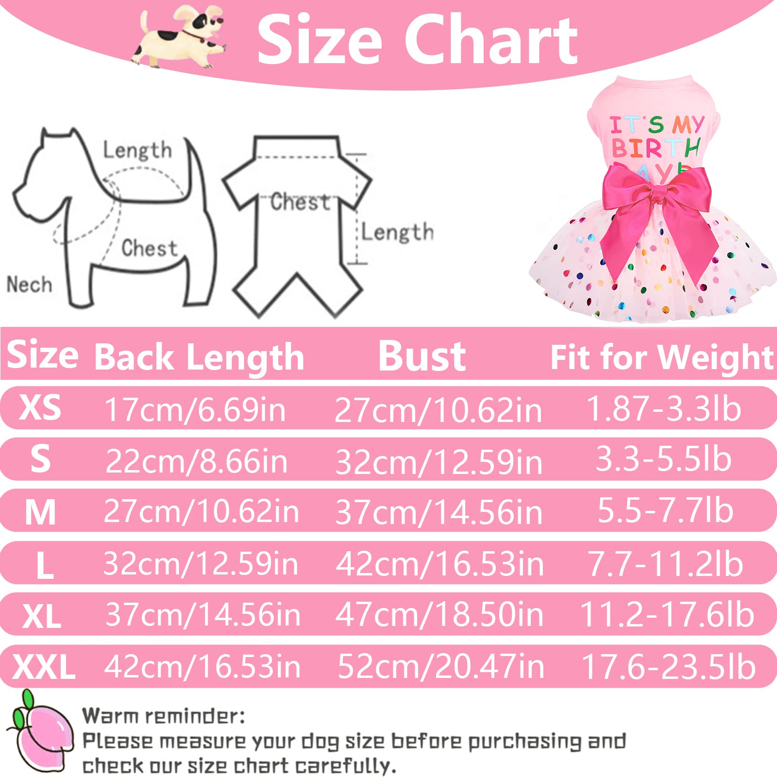 Pink Summer Dog Dress for Small Dogs - Birthday Outfit for Chihuahua, Yorkie & Puppies | Cute Pet Costume for Cats & Dogs | Perfect for Parties, Photos & Special Occasions