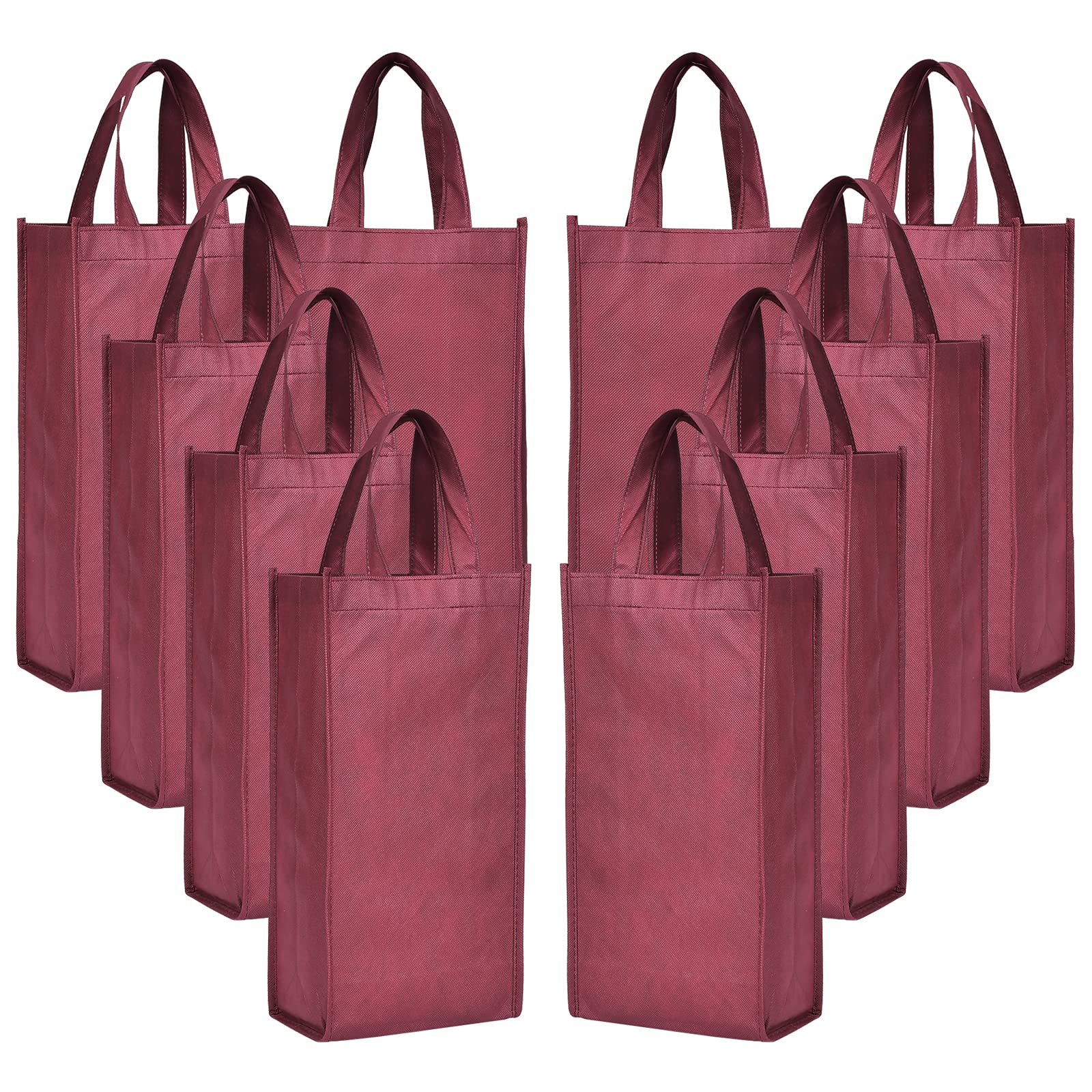 Premium 12-Pack Dark Red Non-Woven Wine Gift Bags with Handles - Holds 2 Bottles | Elegant Wine Bottle Carrier for Weddings, Parties & Holiday Gifting