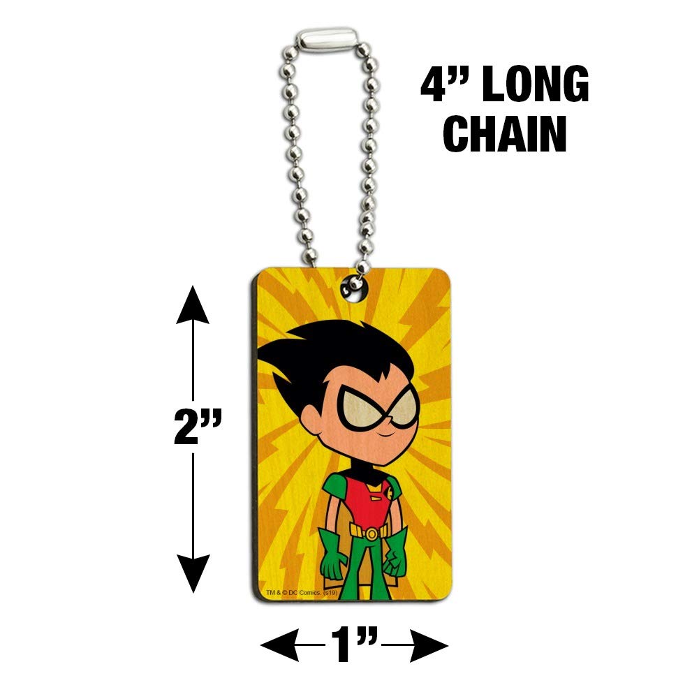 Teen Titans Go! Robin Wooden Rectangle Keychain - Durable Wood Key Ring for Fans - Perfect for Backpacks, Gifts & Collectibles