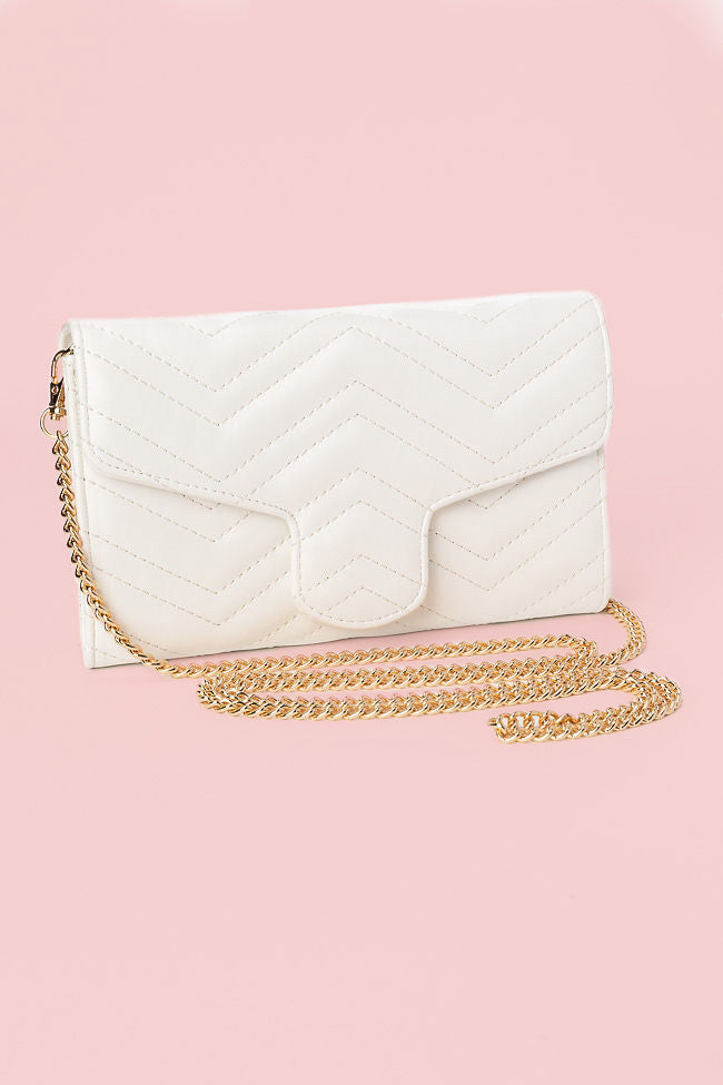 Stylish White Chevron Crossbody Purse for Women - Fashionable Shoulder Bag with Adjustable Strap - Perfect for Daily Use, Shopping & Travel