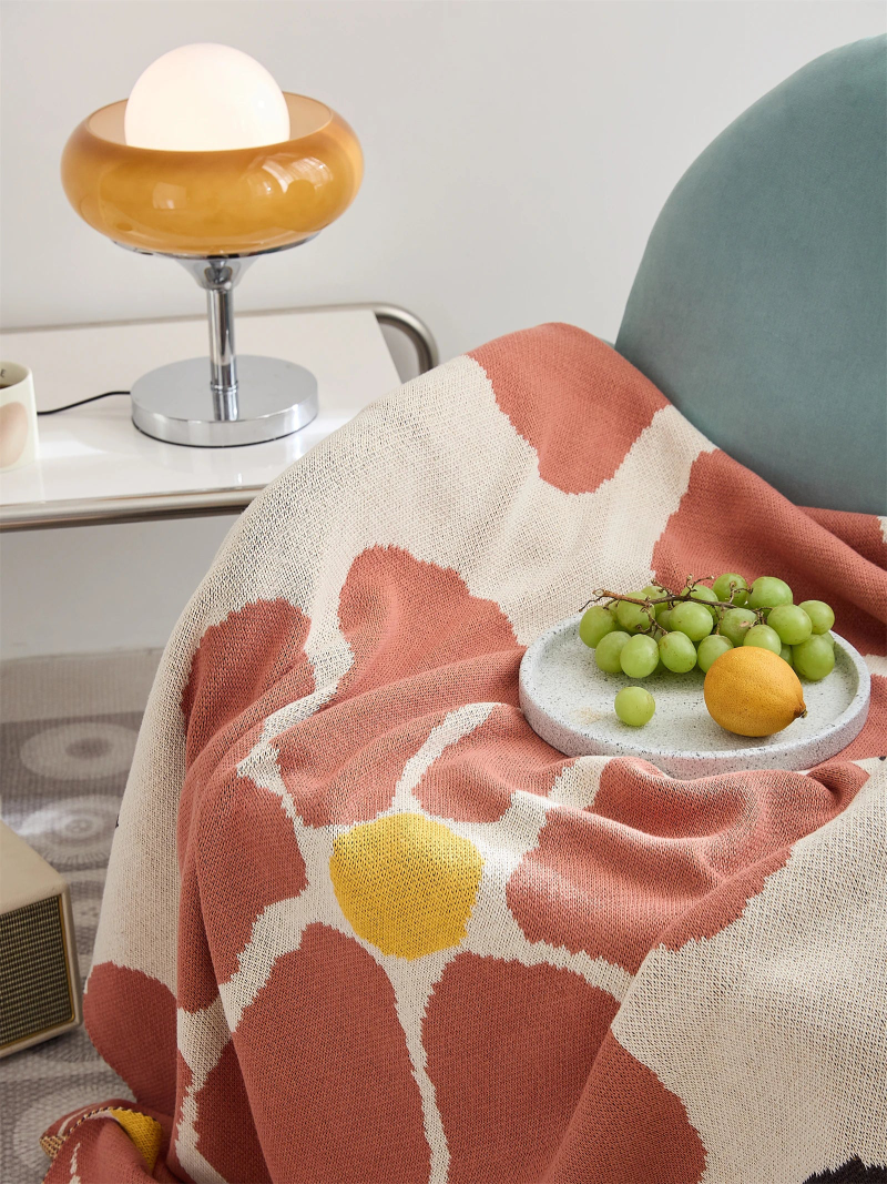 Blossom Meadow Woven Throw Blanket - Soft Cozy Knit Blanket for Couch, Bed & Sofa - Perfect for Home Decor, Gift & Winter Warmth