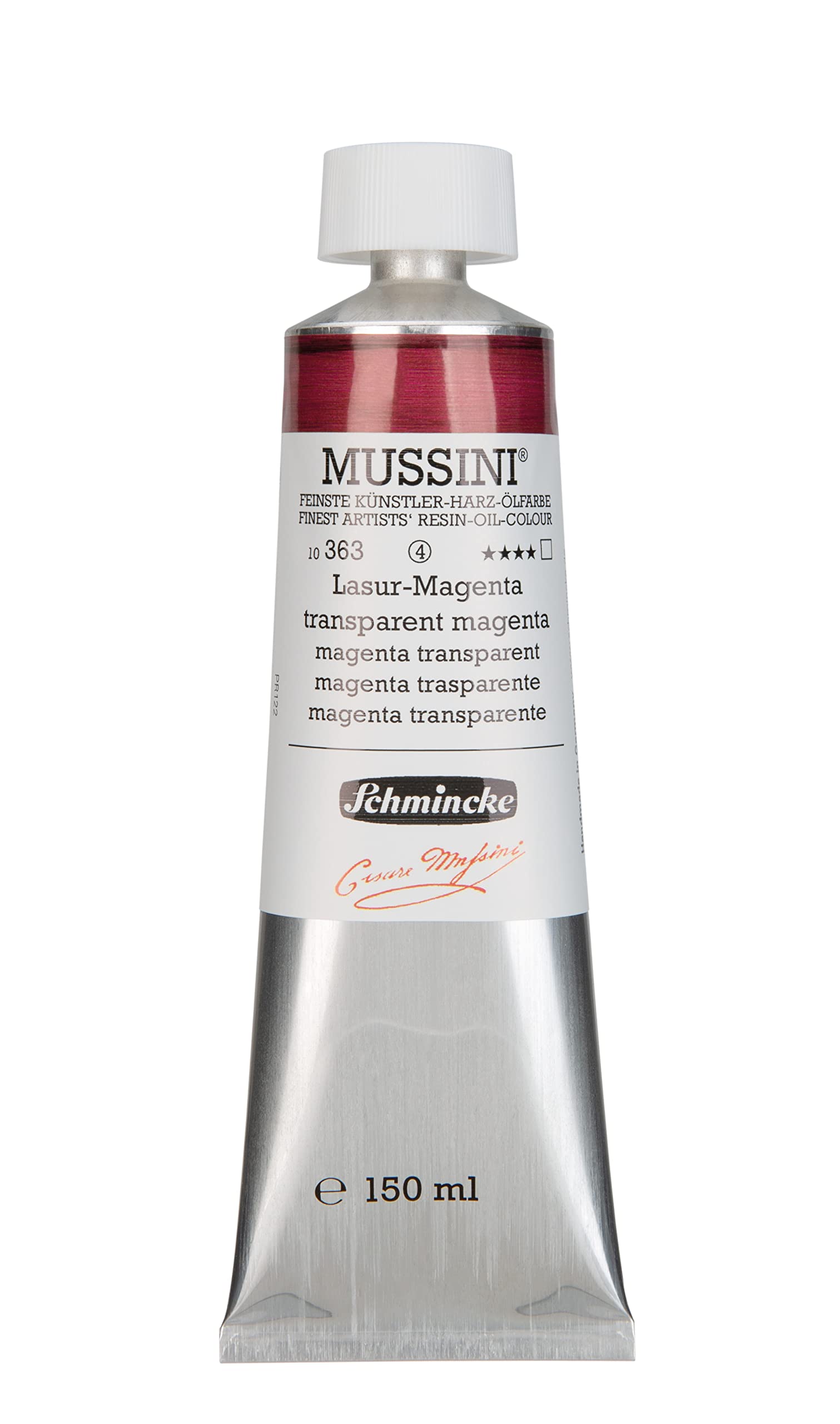 Schmincke MUSSINI Finest Artist Resin Oil Colors - Glaze Magenta 150ml Tube - Professional Oil Paint for Canvas Painting & Portrait Art