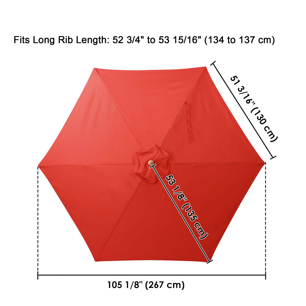 9 ft 6 Rib Patio Umbrella Replacement Canopy - Durable Outdoor Shade Cover for Garden, Pool & Backyard - TheLAShop