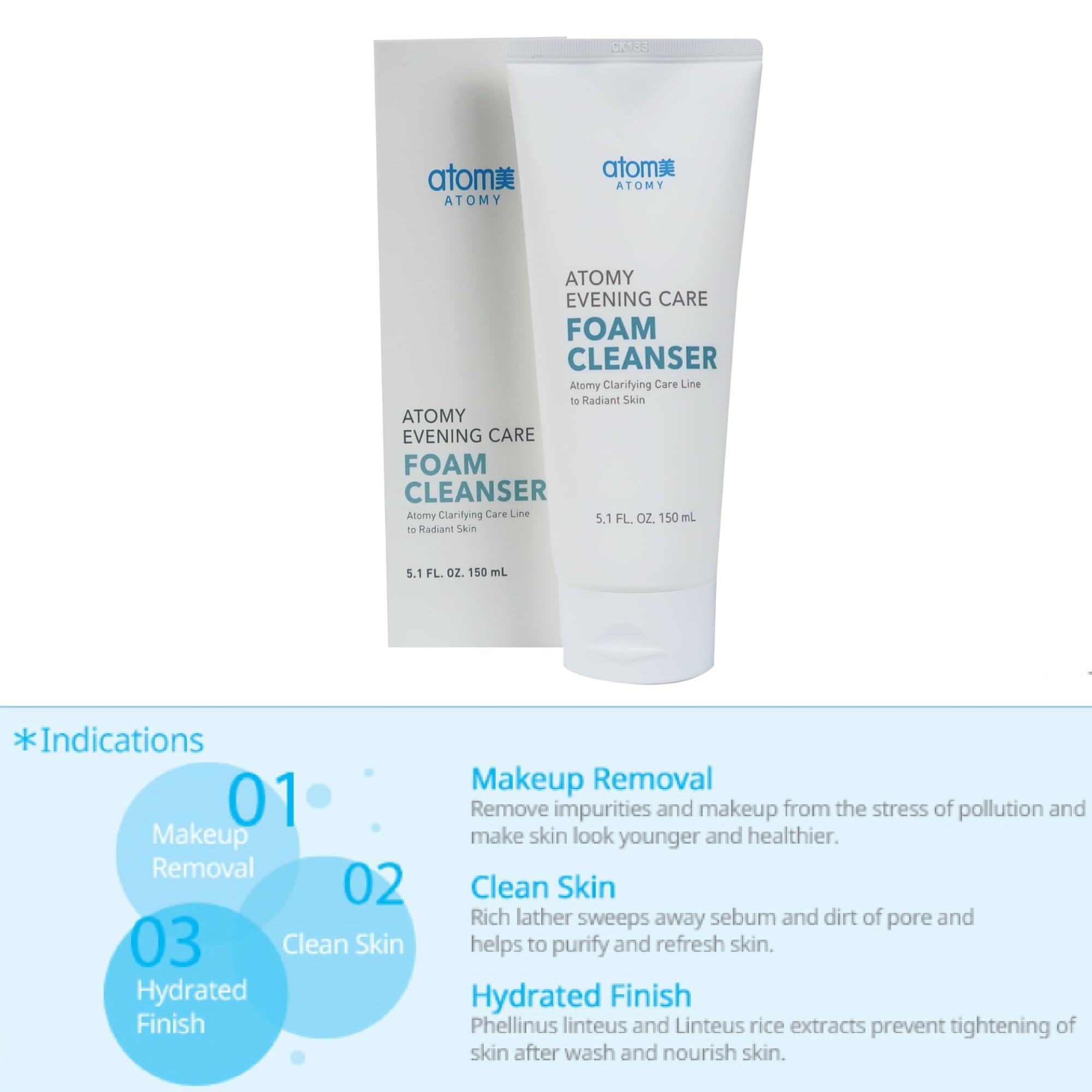 Korean Foam Cleanser 150g x 2 Pack - Evening Skin Care Routine for Clear Skin
