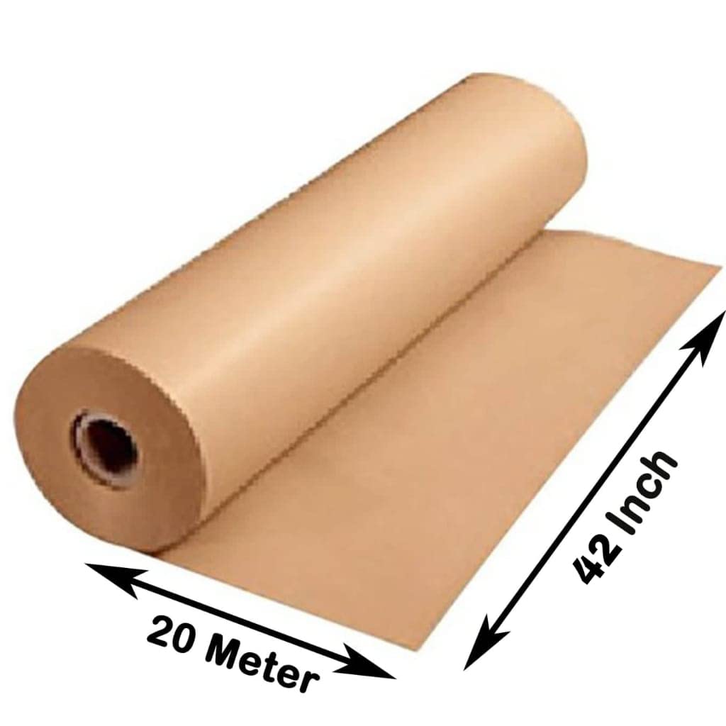 YNK 42-Inch Brown Kraft Paper Roll for Wall Art, Painting, Drawing & Wrapping - 4mm Thick, 20 Meters with Free 25m Jute Rope - Perfect for Kids' Easel, DIY Crafts, Gift Wrapping & Home Decor Projects