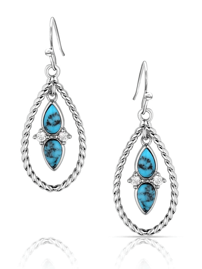 Montana Silversmiths ER5956 Women's Moonlit Ocean Turquoise Earrings - Sterling Silver Dangle Earrings for Casual Wear & Special Occasions