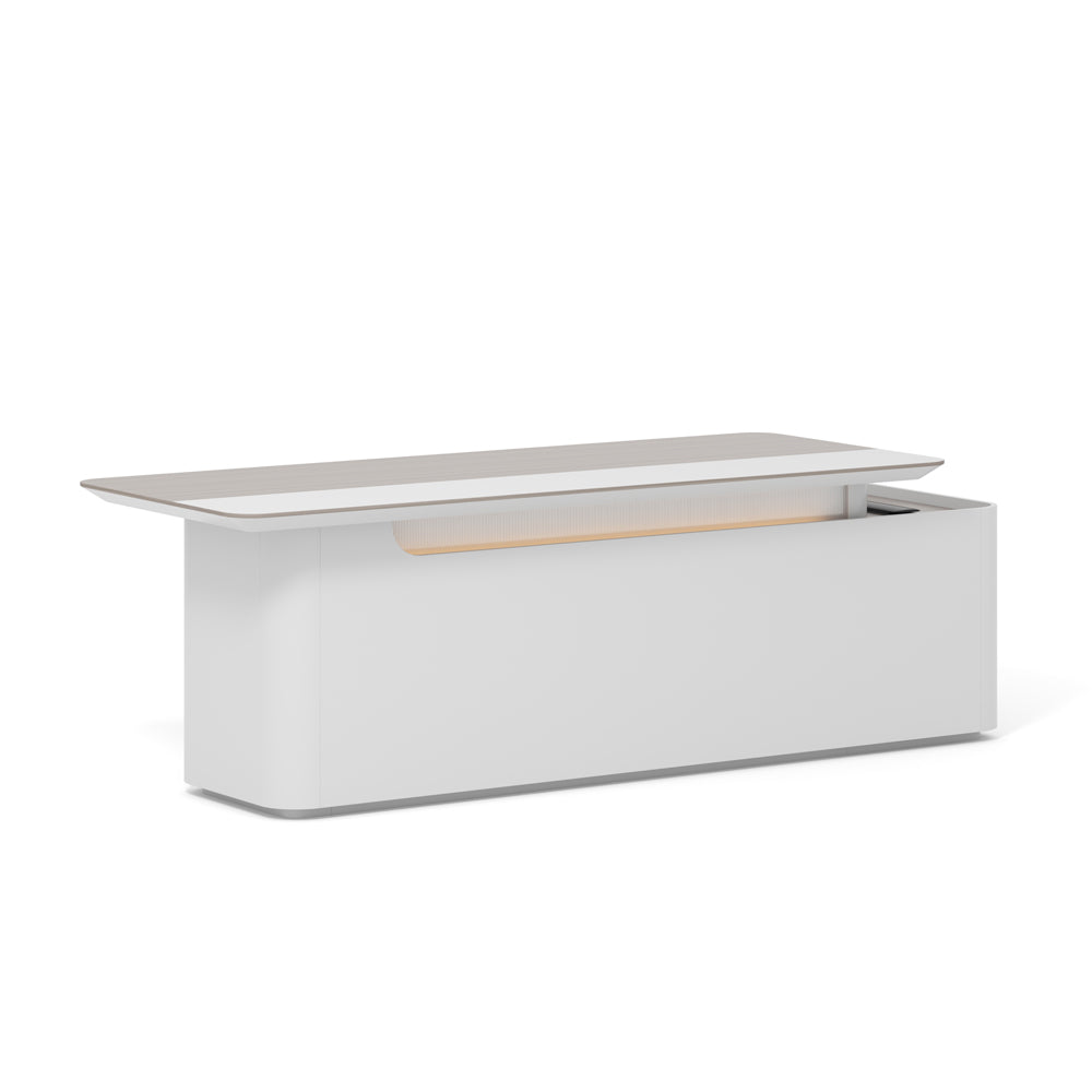 LUSH Executive Desk Left Return 240cm White & Taupe - Modern Office Desk for Home & Business Workspace