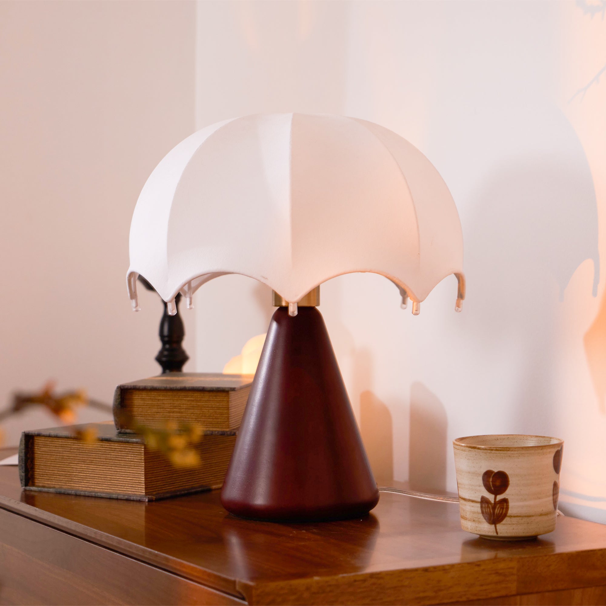 Elegant Silk Table Lamp with Umbrella Design - Perfect for Bedroom, Living Room & Office Decor