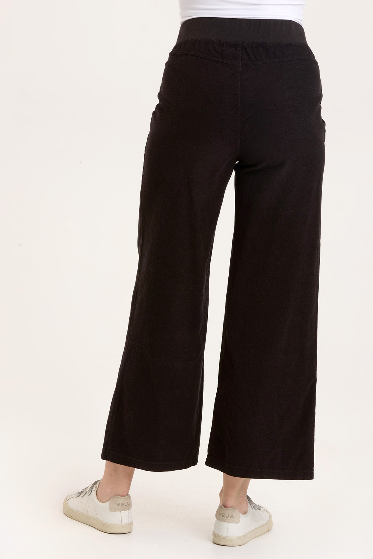 Jolene Wide Leg Black Pants for Women - High Waist Flowy Trousers - Comfortable Stretchy Fabric - Perfect for Work, Office, Casual Wear & Travel