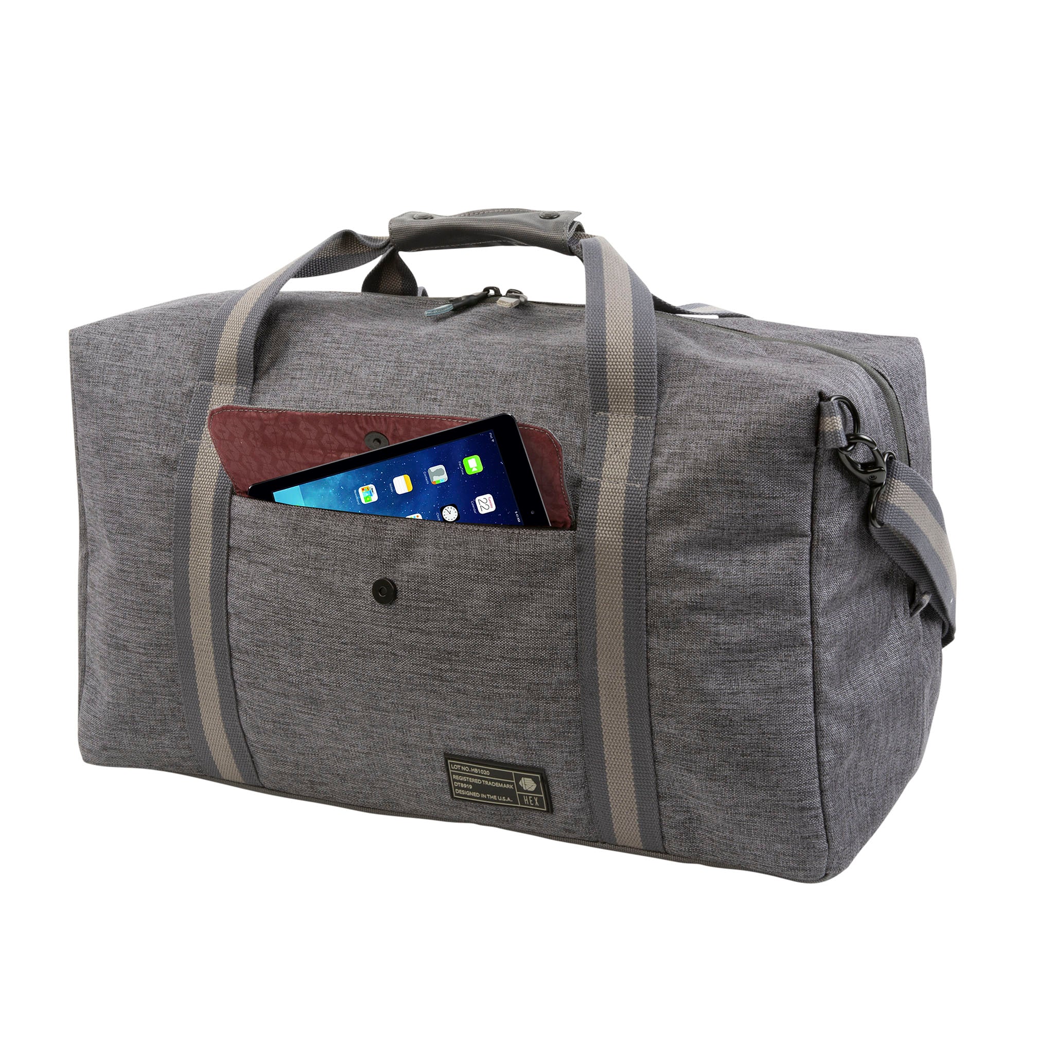 Instinct Drifter Duffel Bag - Grey Woven Travel Duffle for Gym, Work & Weekend Getaways - Water-Resistant Carry-On Luggage for Men & Women