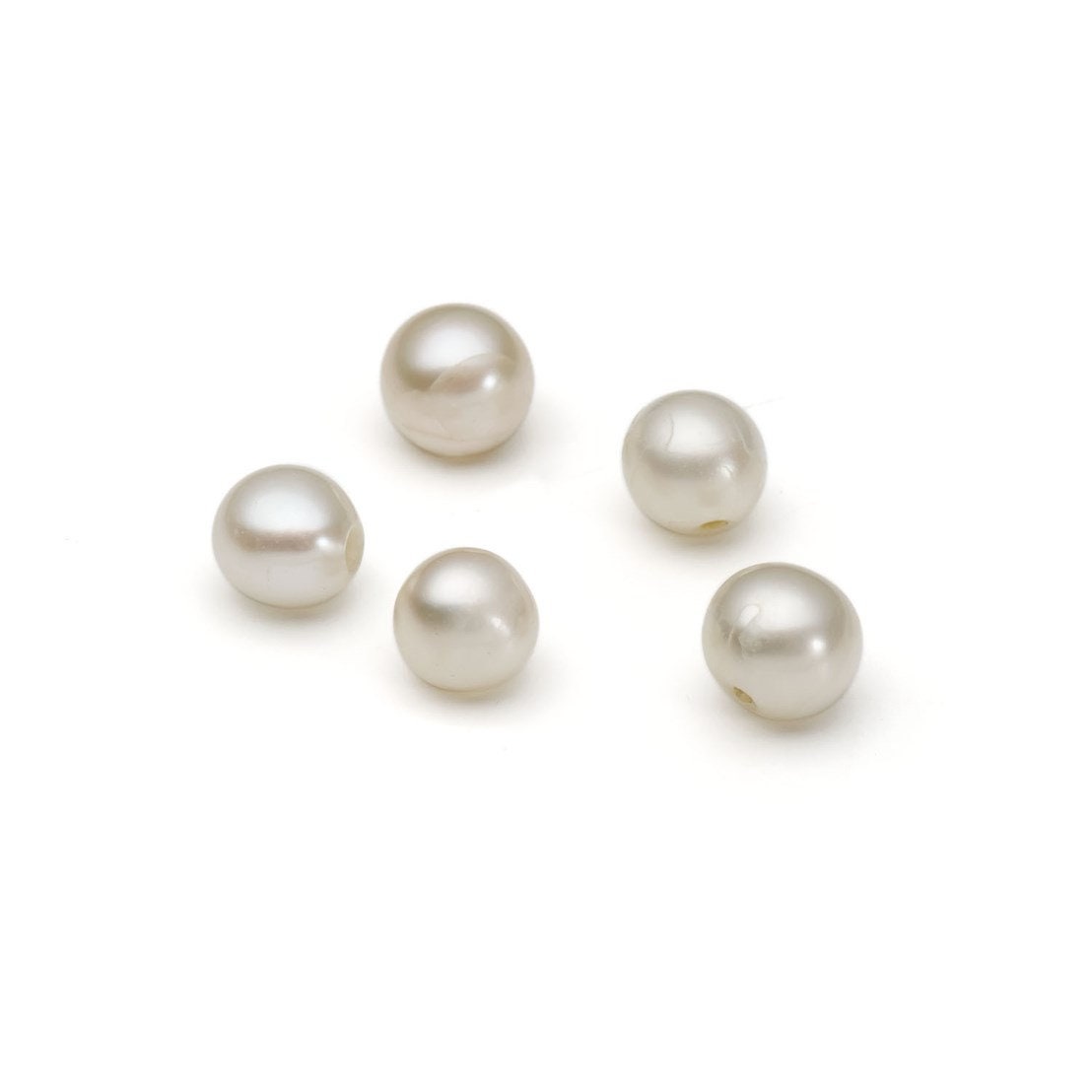 Wholesale Natural Cultured White Pearls - Half Drilled 3mm to 8mm (810-911) for Jewelry Making, DIY Crafts & Wedding Accessories