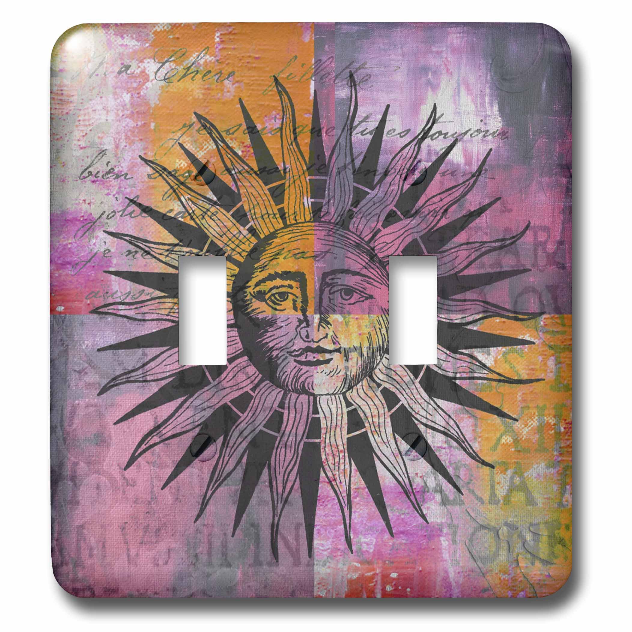 3D Rose Nostalgic Sun Face Illustration Toggle Switch - Multicolor Wall Plate Cover for Home, Office & Bedroom Decor