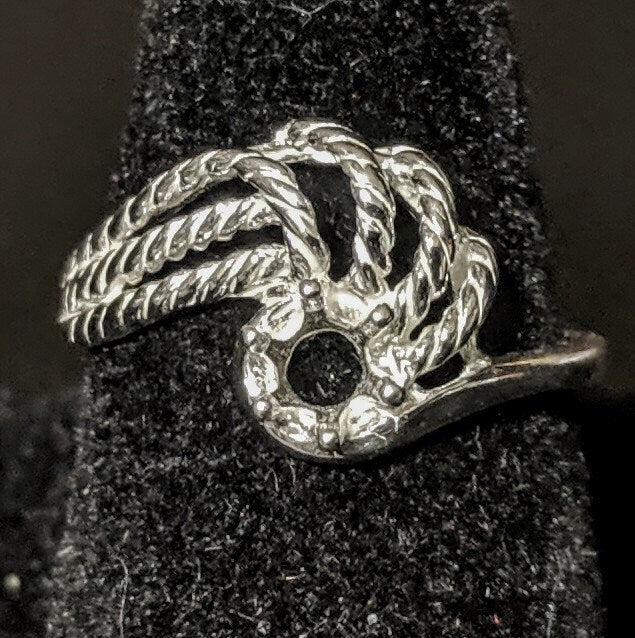 Sterling Silver or 14K Gold 4-6mm Round Women's Rope Swirl Pre-Notched Blank Ring Size 6-8 (Setting 163/263 & 143/263) - Perfect for Jewelry Making, DIY Crafts, and Gift Giving
