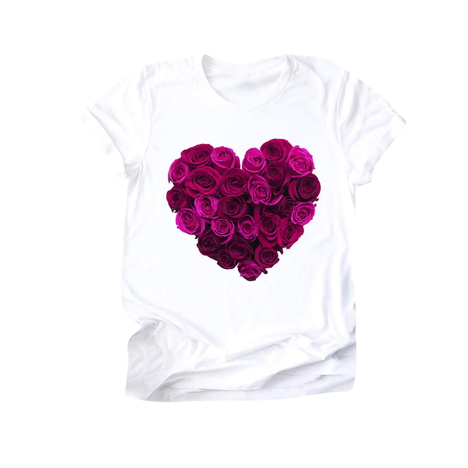 Short Women's Novelty Print T-Shirt - Valentine's Day Graphic Letter Sleeve Blouse - Loose Fit Casual Top for Women | Perfect for Date Nights, Parties & Everyday Wear