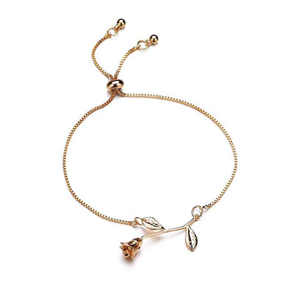 JCZR.Y Rose Flower Bracelet for Women - Romantic Red Rose Chain Charm Bracelet, Fashion Jewelry Gift for Valentine's Day, Anniversary & Couples | Perfect for Date Nights, Weddings & Special Occasions