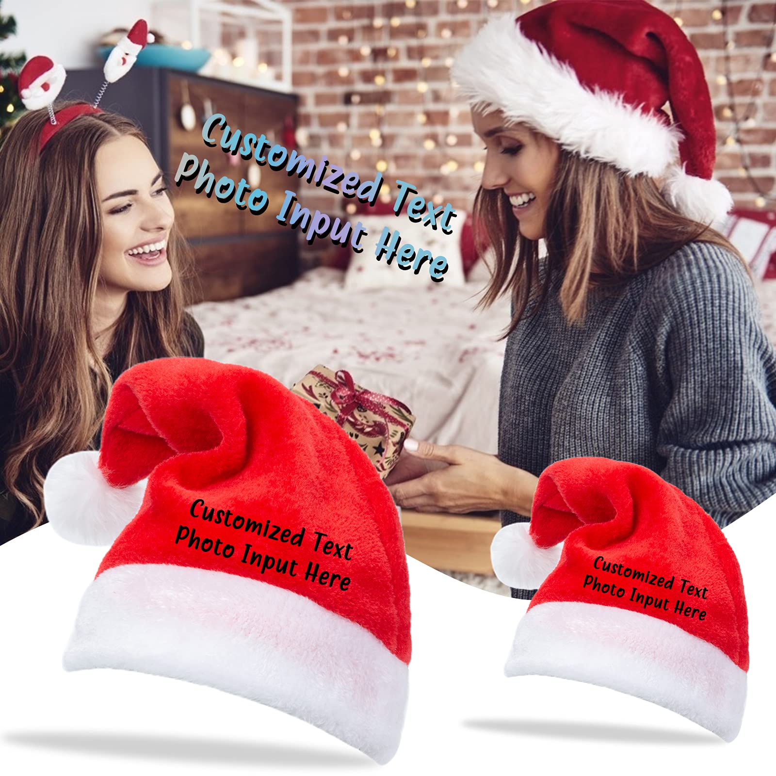 Custom Personalized Santa Hat with Name for Adults & Kids - Christmas Holiday Party Favors & New Year Celebration Accessories - Perfect for Family Gatherings, Office Parties & Festive Photos