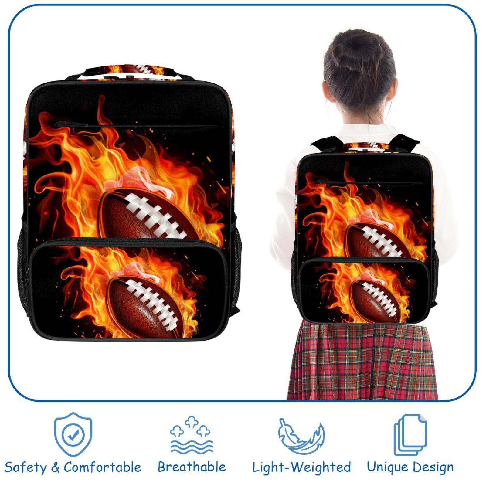Best Travel Backpacks for Women & Men - Durable American Football Design Backpack for Hiking, Camping & Daily Commute