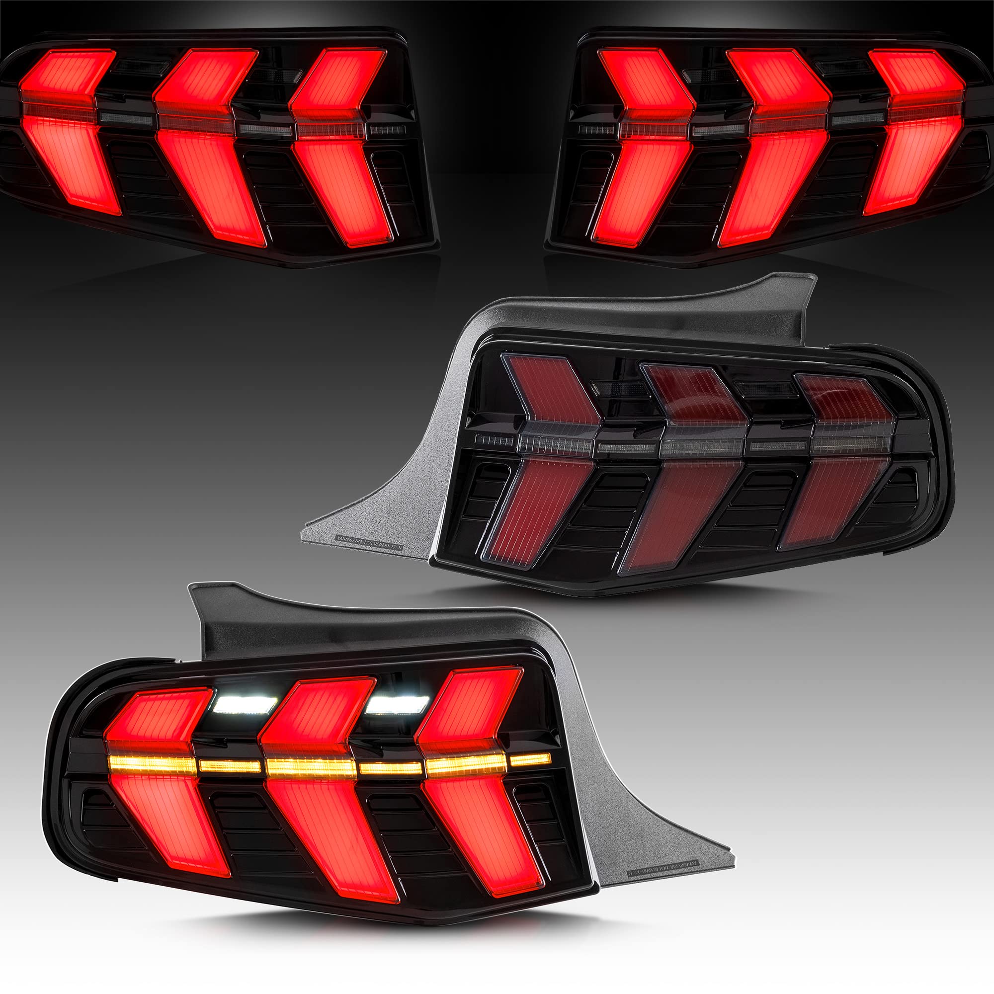 VLAND LED Tail Lights for Ford Mustang 2010-2012 - 7 Lighting Modes, Sequential Turn Signals, Startup Animation - Compatible with Driver & Passenger Side - Perfect for Night Driving and Car Customization