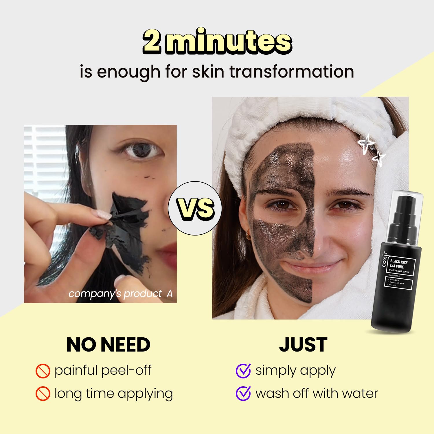 Coxir Ultra Hyaluronic Cleansing Oil 5.07 fl.oz + Black Rice TXA Pore Mask 1.69 fl.oz + Brown Rice Niacinamide Peeling Mist 2.70 fl.oz | Korean Skincare Set for Hydration, Pore Care & Exfoliation | Perfect for Dry, Oily & Combination Skin