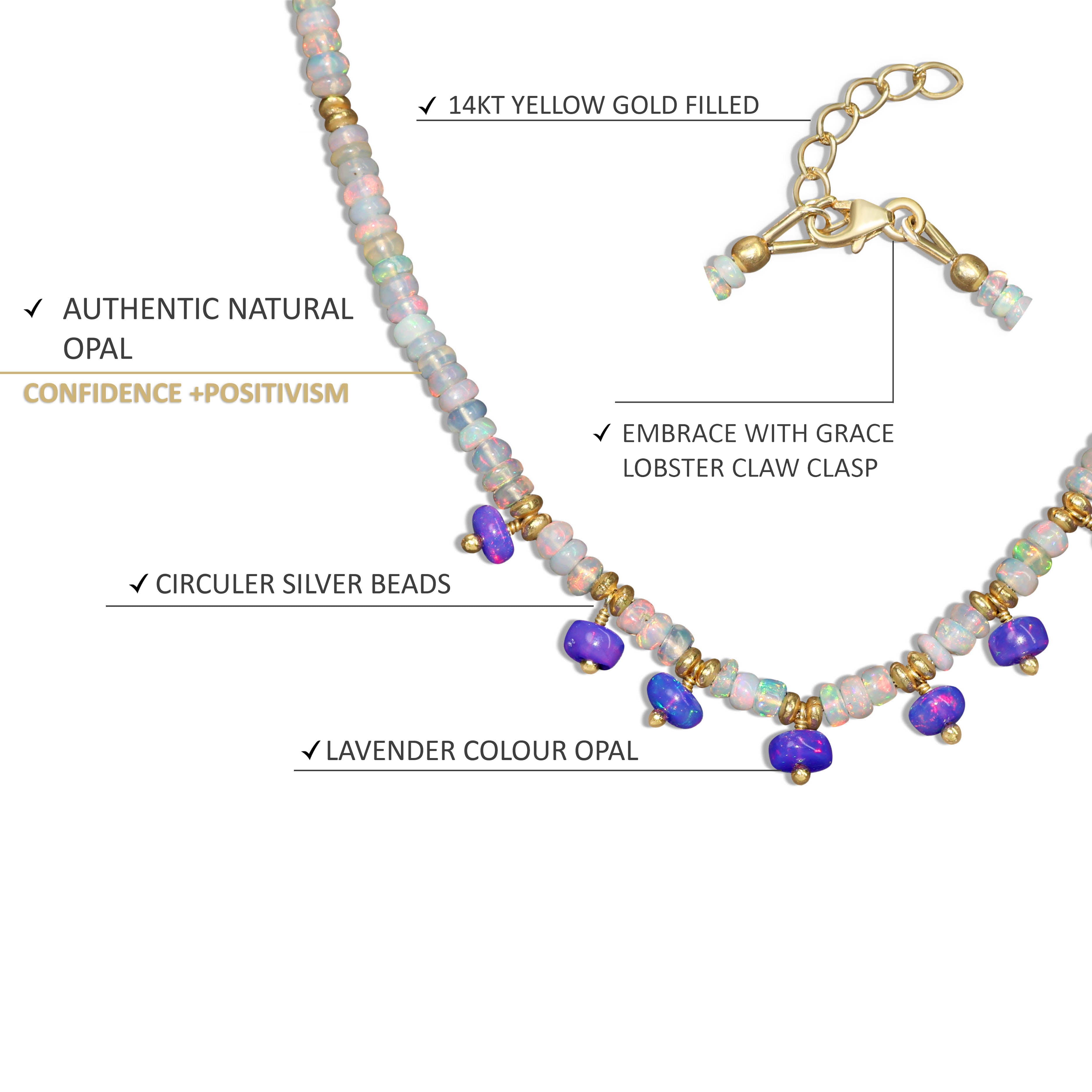 Lavender Drop Beads with Rondelle White Opal Beads Necklace - Elegant Bohemian Jewelry for Women, Perfect for Weddings, Parties & Everyday Wear