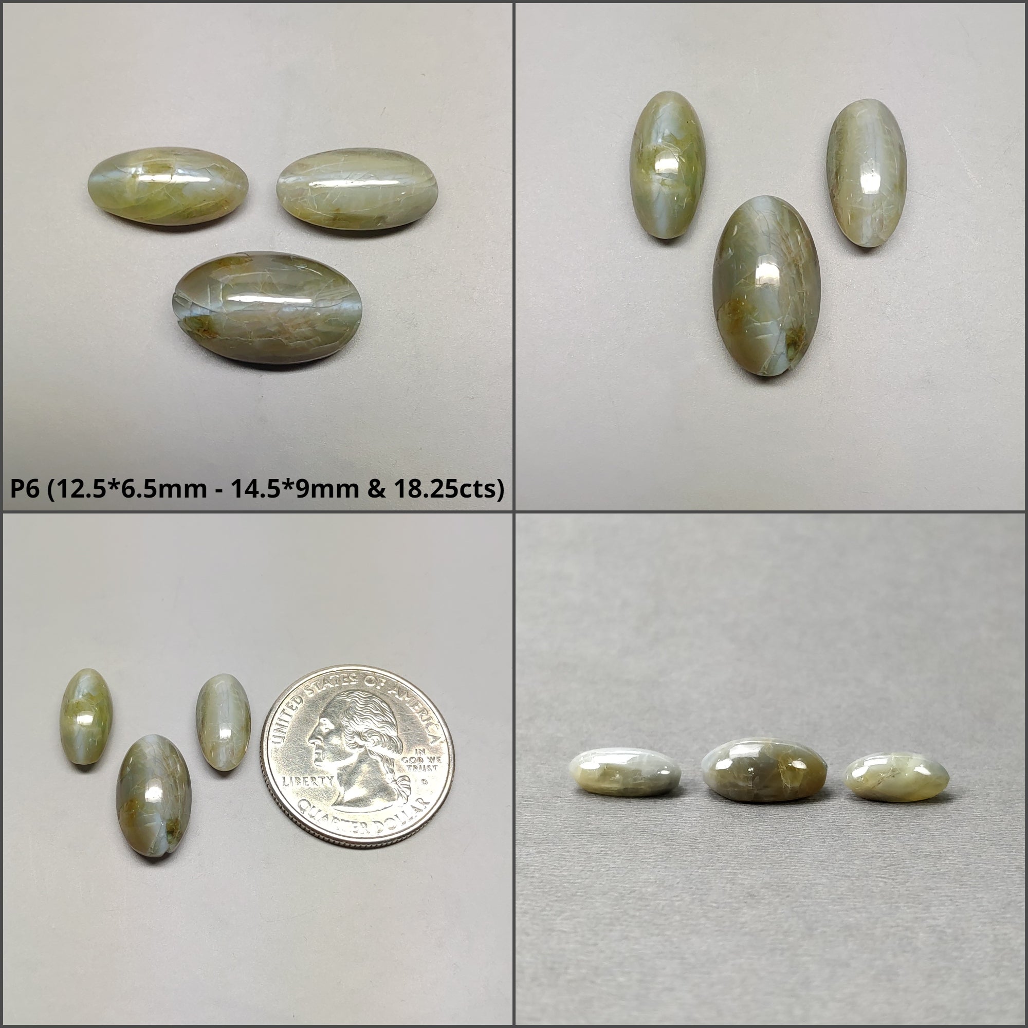 Natural Untreated Chrysoberyl Cat's Eye Gemstone Cabochon - Round & Oval Shapes (1pc, 2pcs, 3pcs) | Healing Crystal for Jewelry Making, Meditation & Energy Work