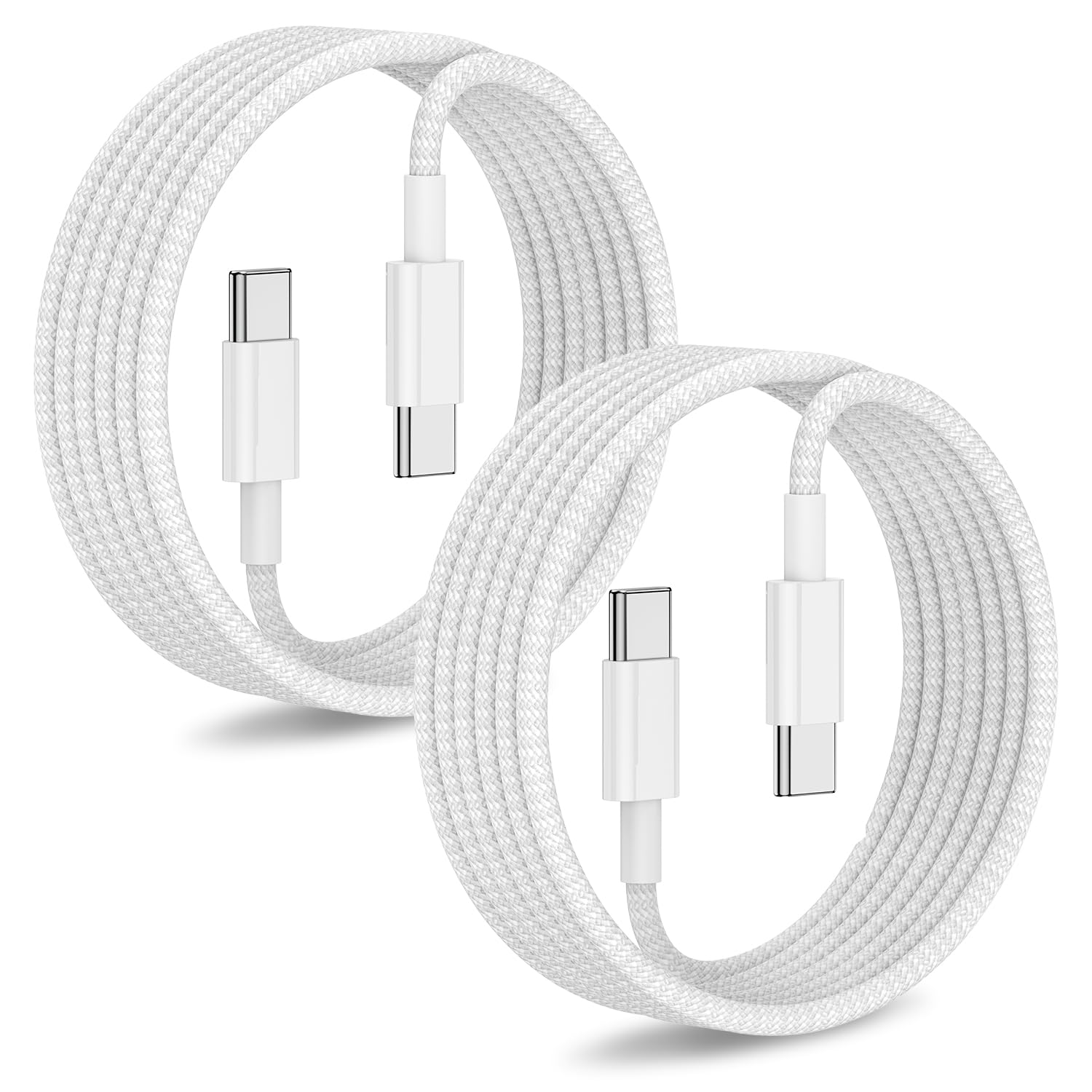2-Pack USB C to USB C Fast Charging Cable 6ft Nylon Braided - Compatible with iPhone 15, MacBook, iPad Air/Mini/Pro, Samsung Galaxy S23/S22 Series - High-Speed Data Sync & Fast Charging for Home, Office & Travel
