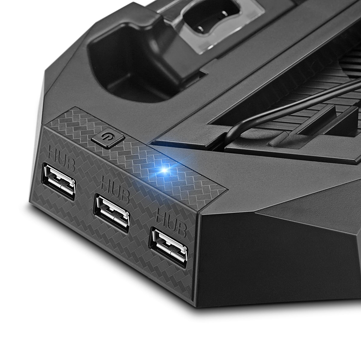 Vertical Stand Charger Cooling Station for PS4 Pro/Slim - 2-in-1 Dual Controller Charger with USB Hub | Perfect for Gaming Setups & Organized Playstations