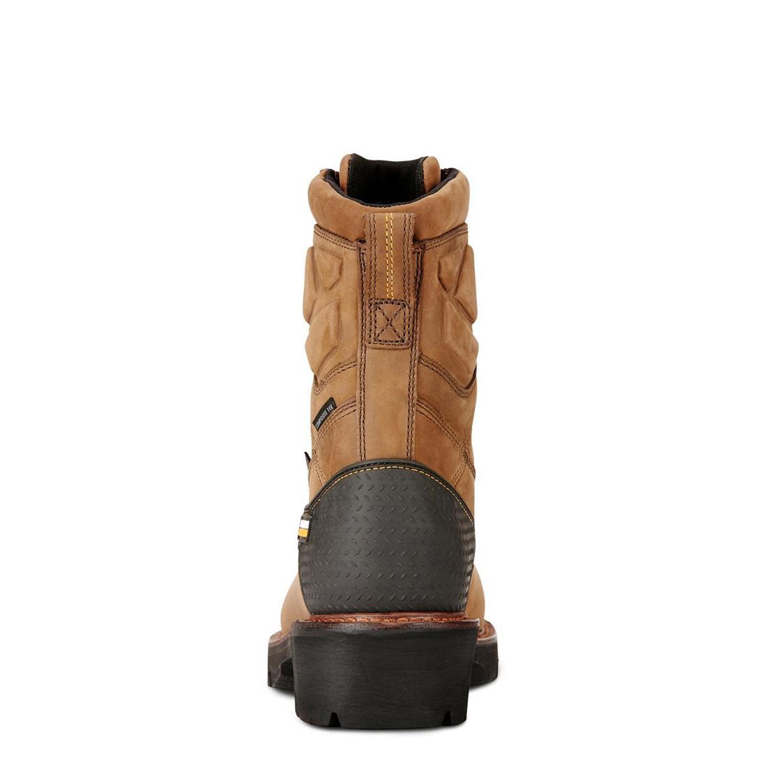 8 Inch Composite Toe Waterproof Work Boots - 400g Insulated, Oily Distressed Brown - Heavy Duty Safety Shoes for Construction, Oil Rig & Outdoor Work