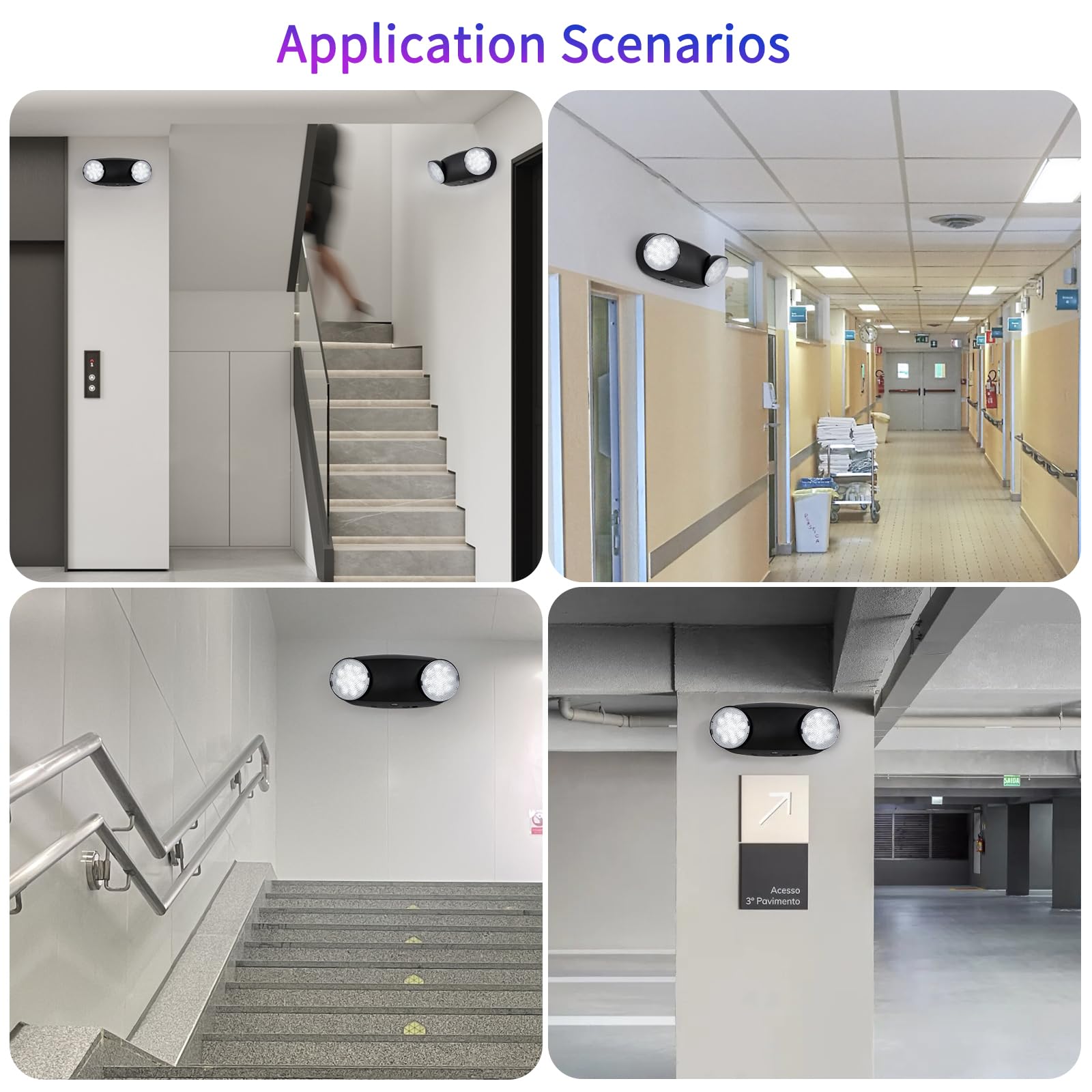TANLUX 6-Pack LED Emergency Exit Lights with Battery Backup - Hardwired Commercial Lighting Fixtures for Business, Office, Warehouse & Building Safety (Black) - Perfect for Power Outages & Emergency Situations